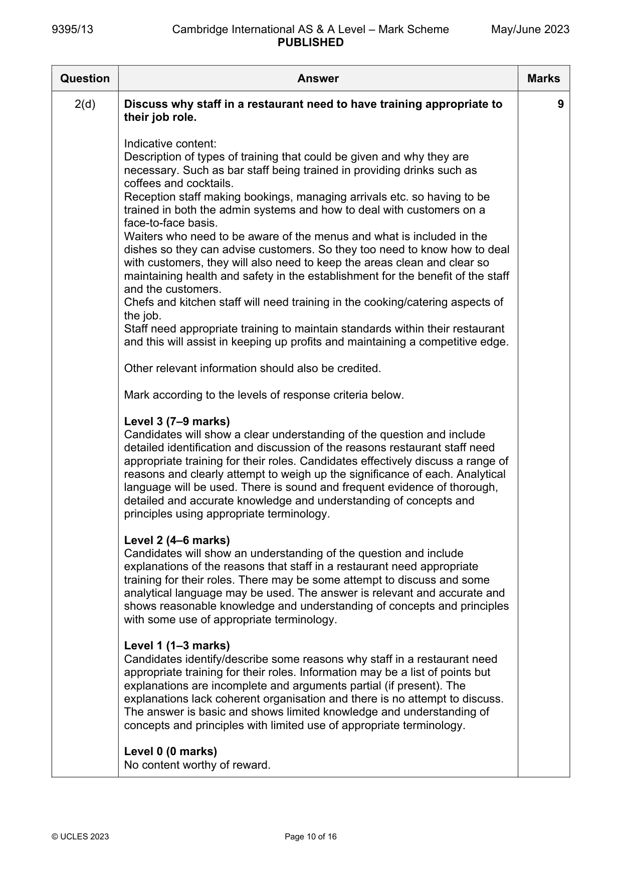 Mark scheme, page 10 of 16