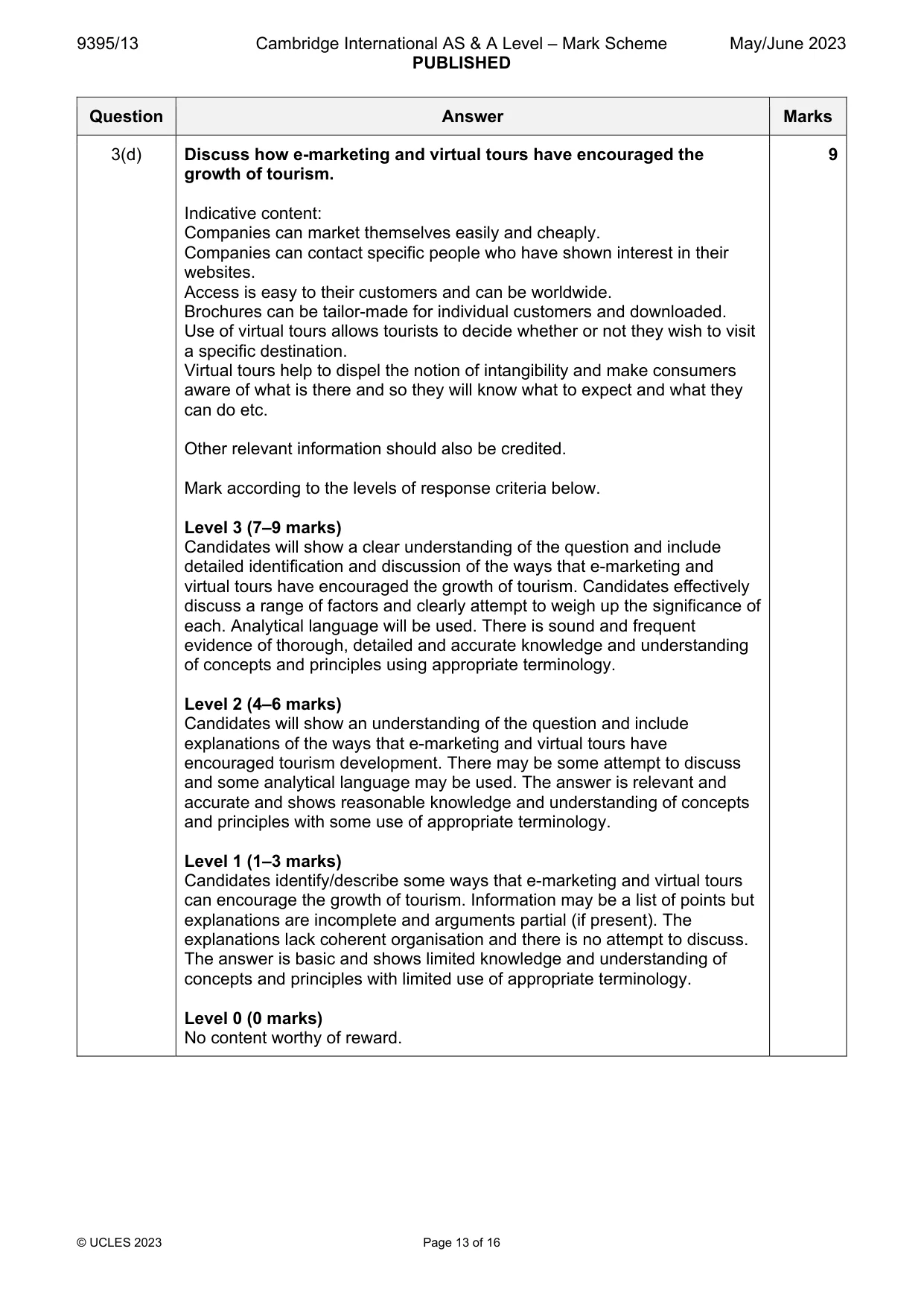 Mark scheme, page 13 of 16