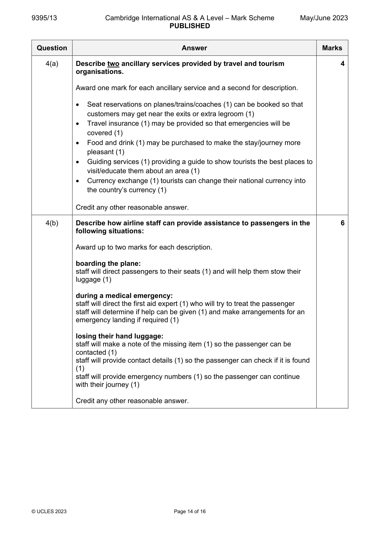 Mark scheme, page 14 of 16