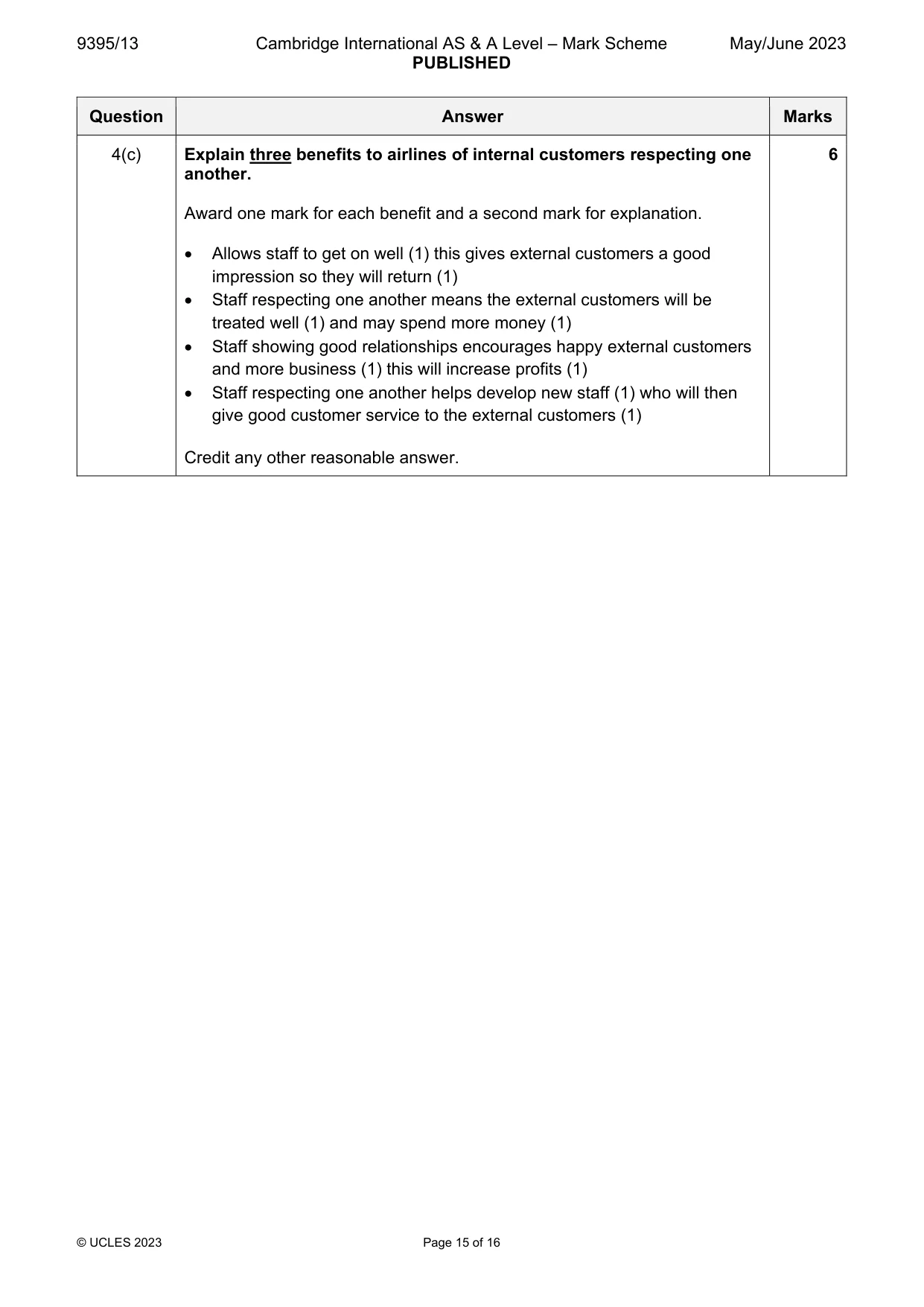 Mark scheme, page 15 of 16