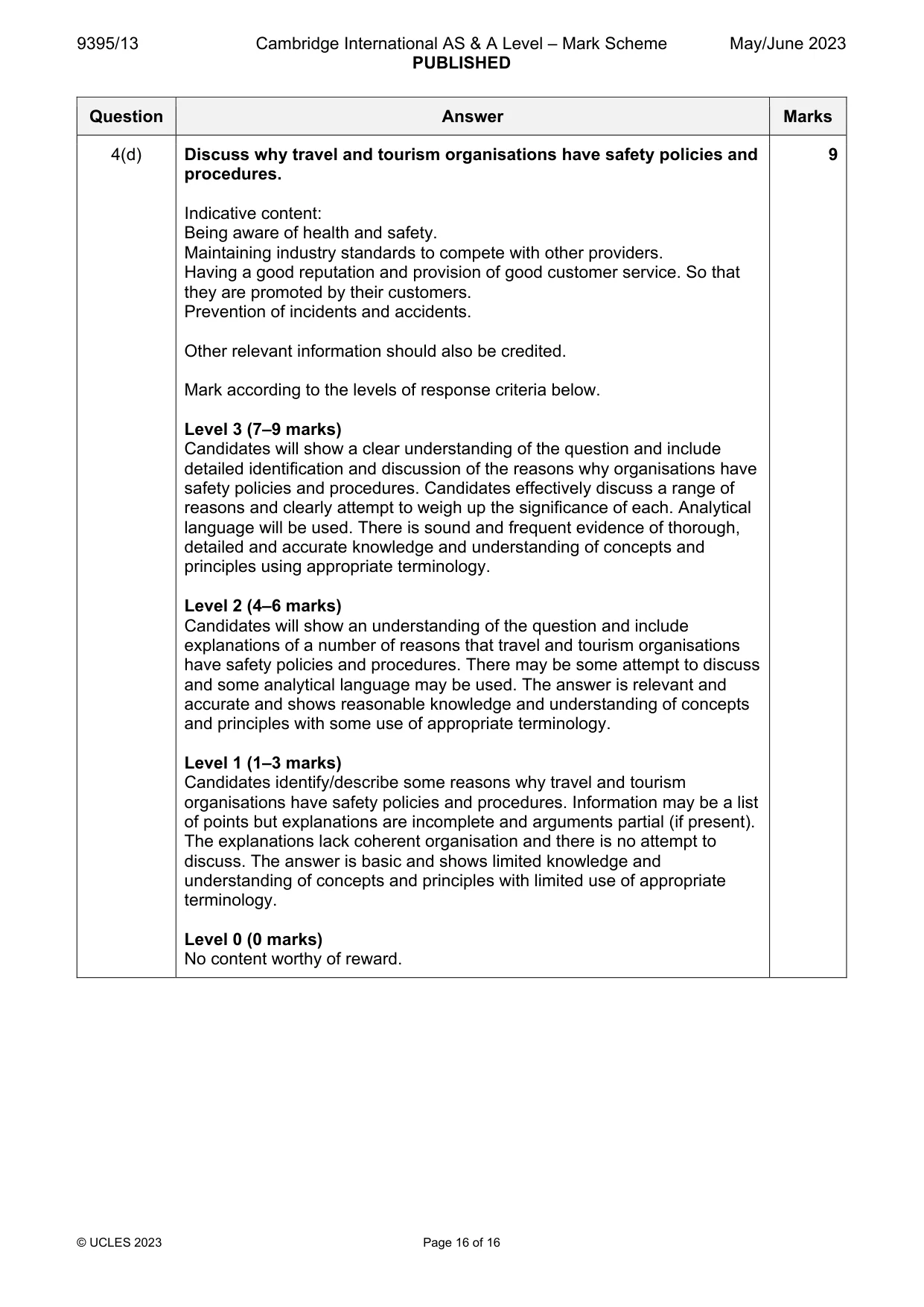 Mark scheme, page 16 of 16