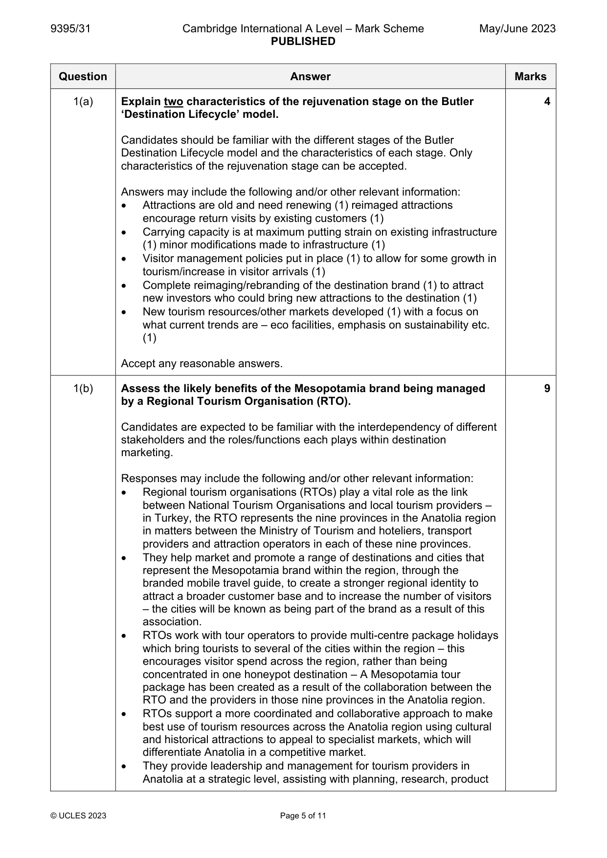 Mark scheme, page 5 of 11