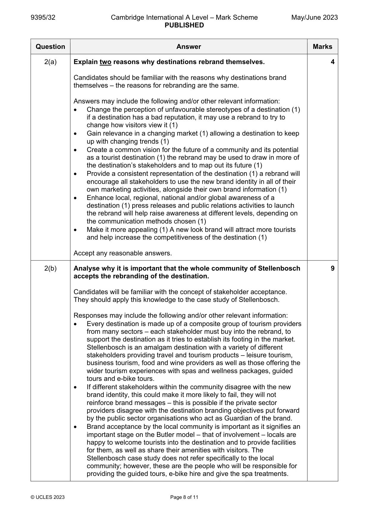 Mark scheme, page 8 of 11