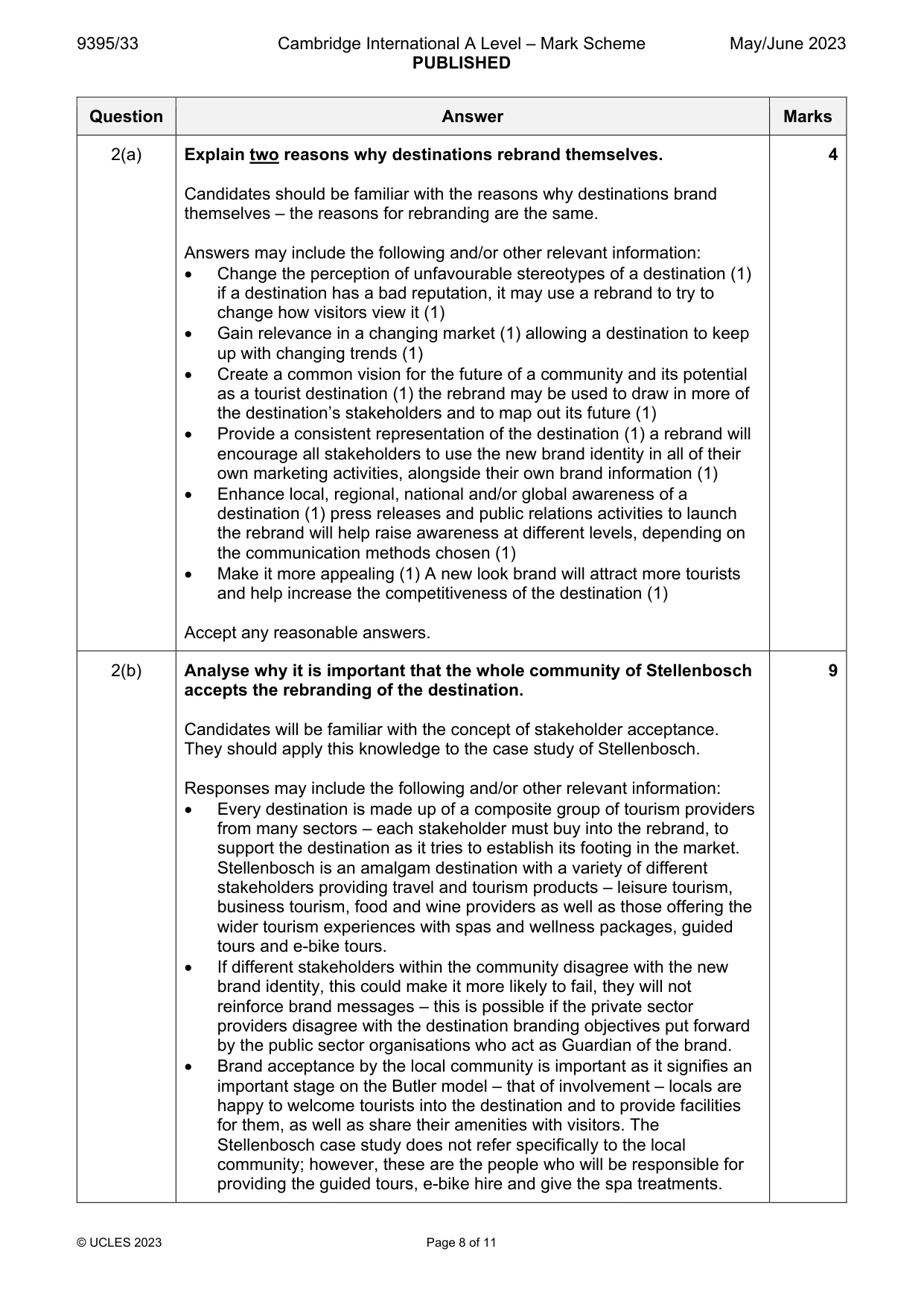 Mark scheme, page 8 of 11