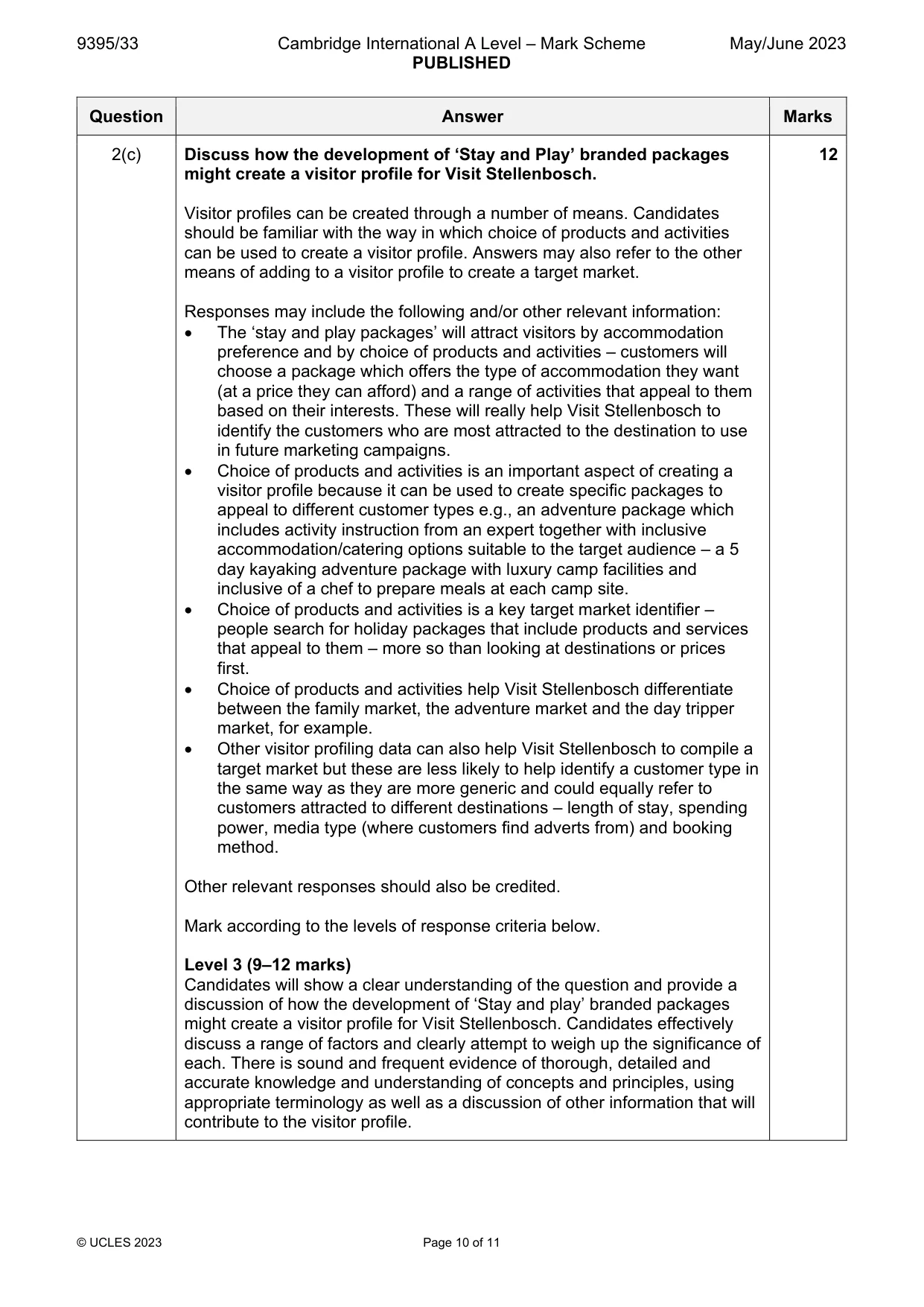Mark scheme, page 10 of 11