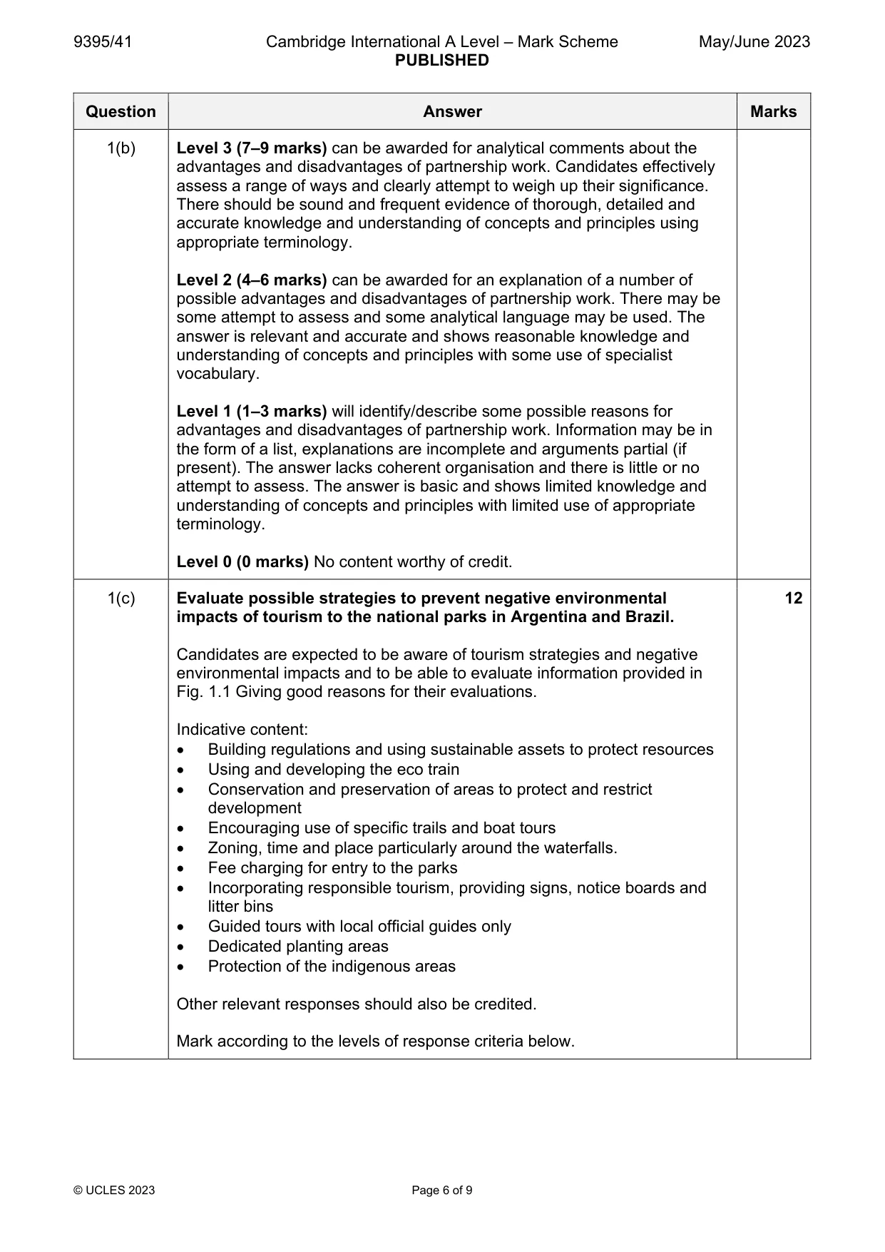 Mark scheme, page 6 of 9