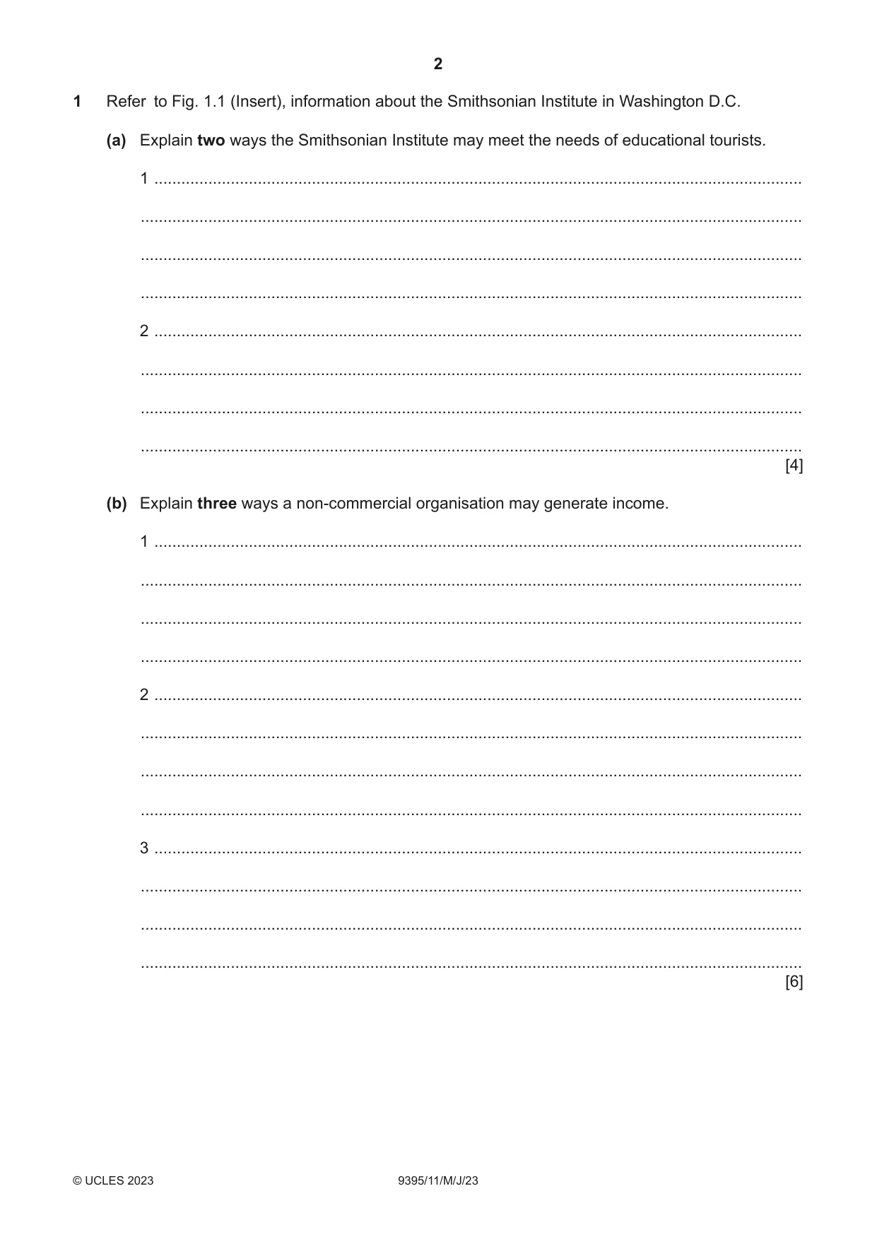 Cambridge A Level Travel and Tourism 9395 2023 May/June Paper 1 · Variant 1 question paper, page 2 of 16
