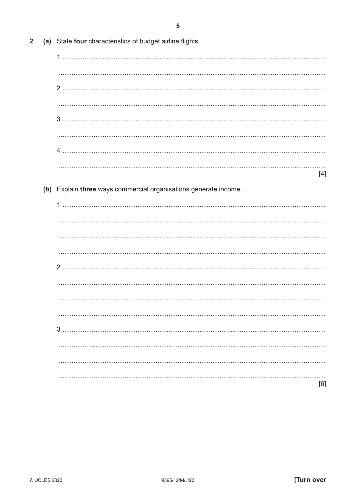 Cambridge A Level Travel and Tourism 9395 2023 May/June Paper 1 · Variant 2 question paper, page 5 of 16