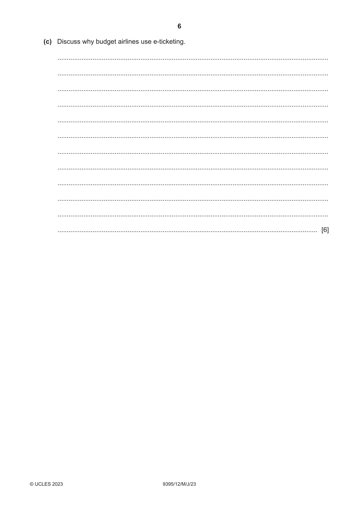 Cambridge A Level Travel and Tourism 9395 2023 May/June Paper 1 · Variant 2 question paper, page 6 of 16
