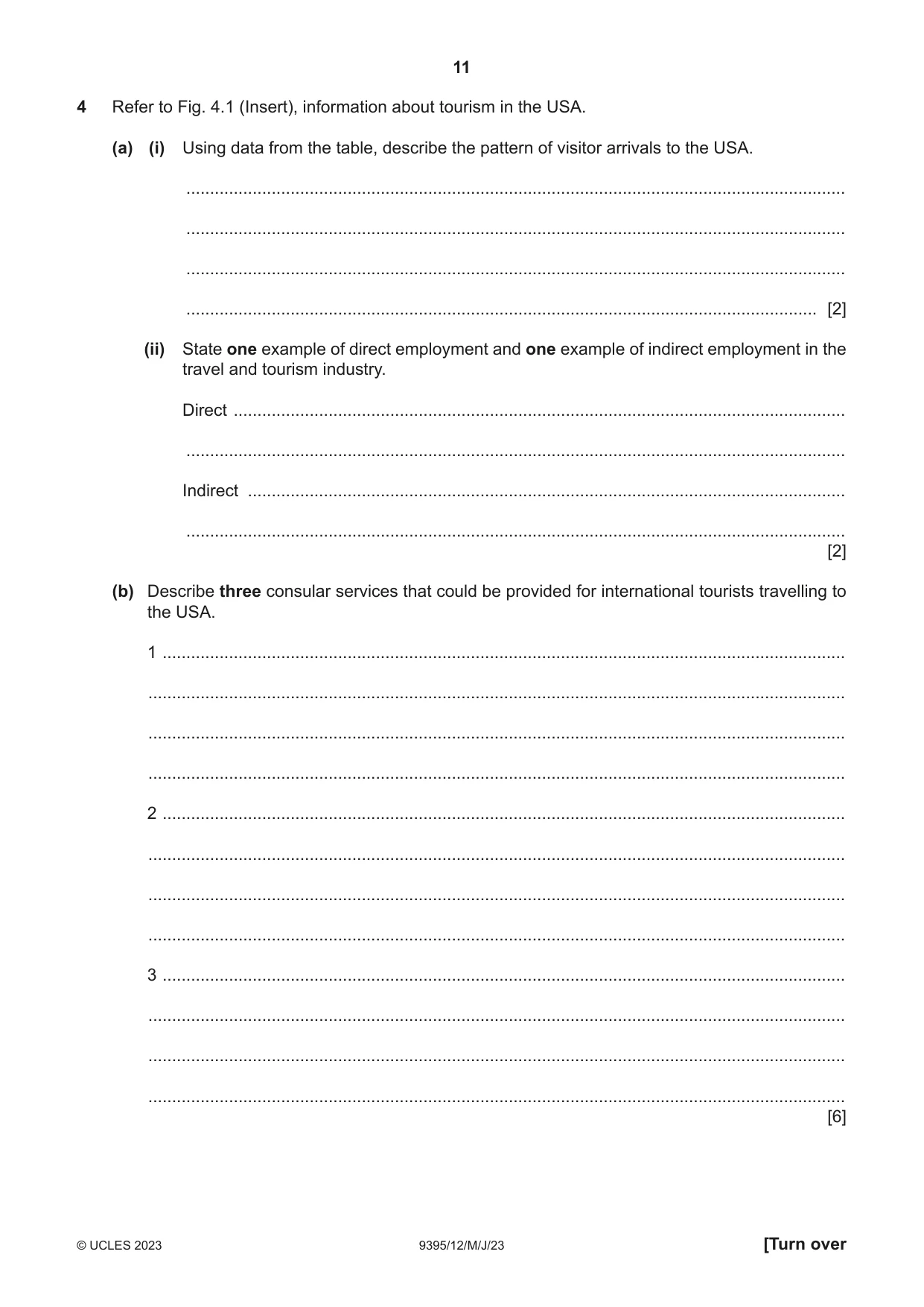 Cambridge A Level Travel and Tourism 9395 2023 May/June Paper 1 · Variant 2 question paper, page 11 of 16