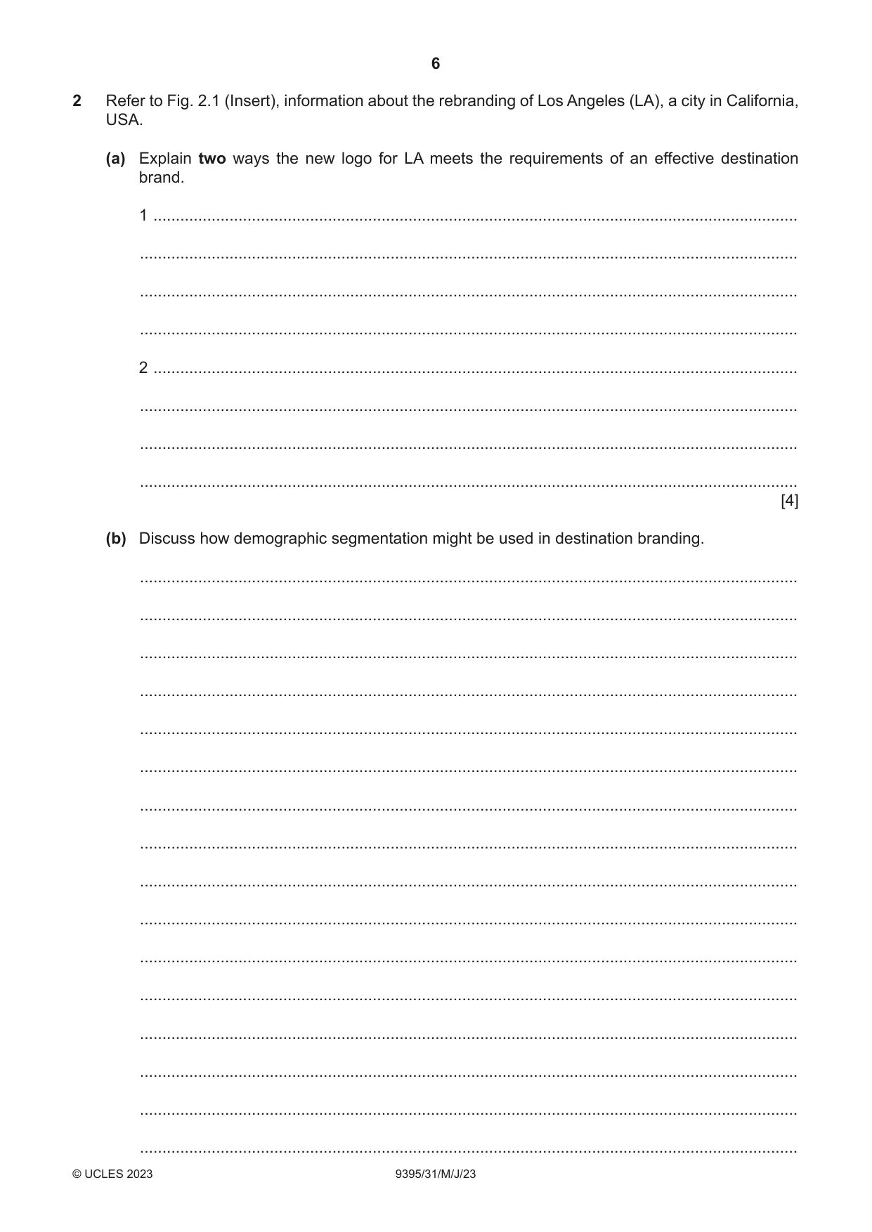 Cambridge A Level Travel and Tourism 9395 2023 May/June Paper 3 · Variant 1 question paper, page 6 of 12