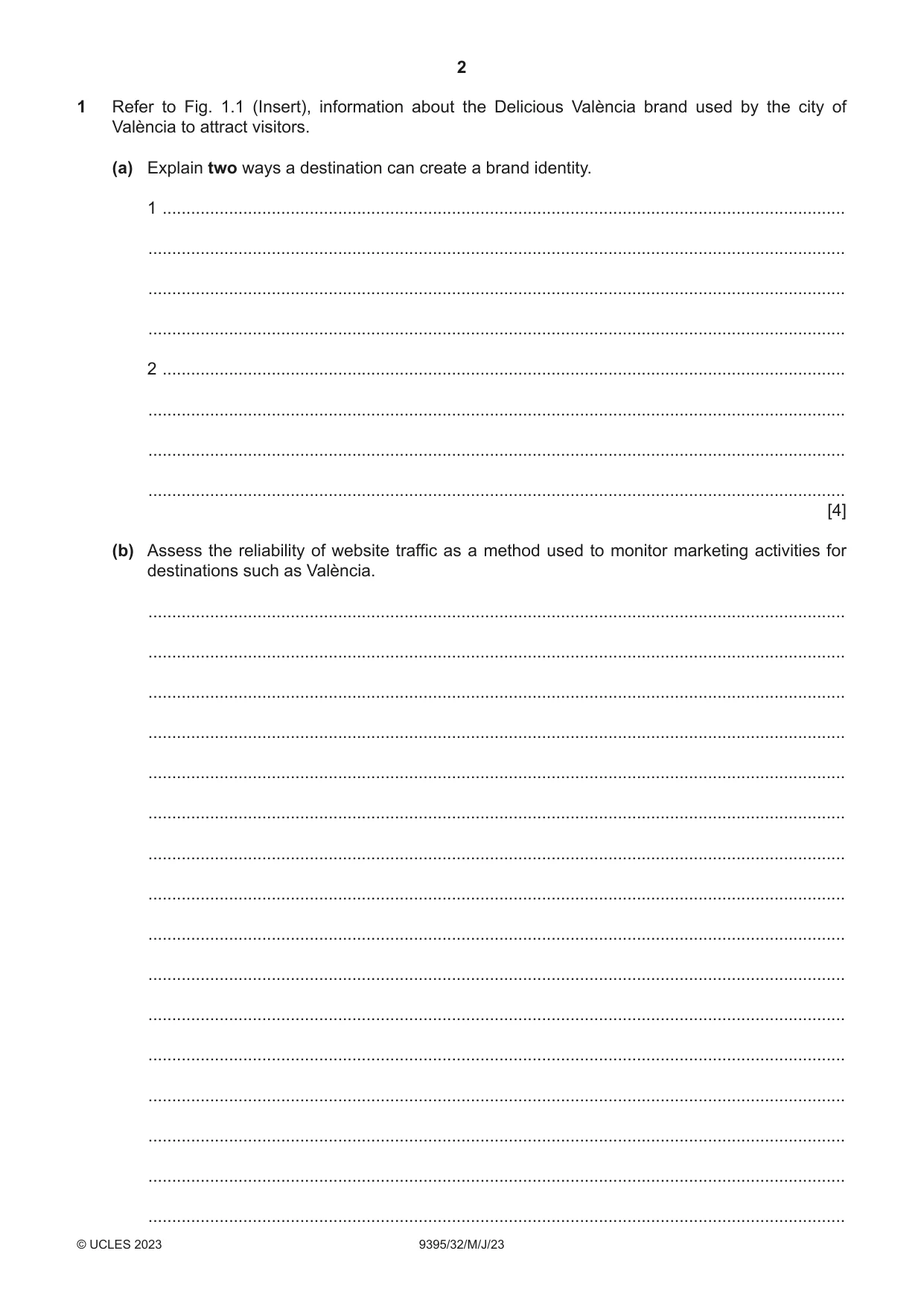 Cambridge A Level Travel and Tourism 9395 2023 May/June Paper 3 · Variant 2 question paper, page 2 of 12