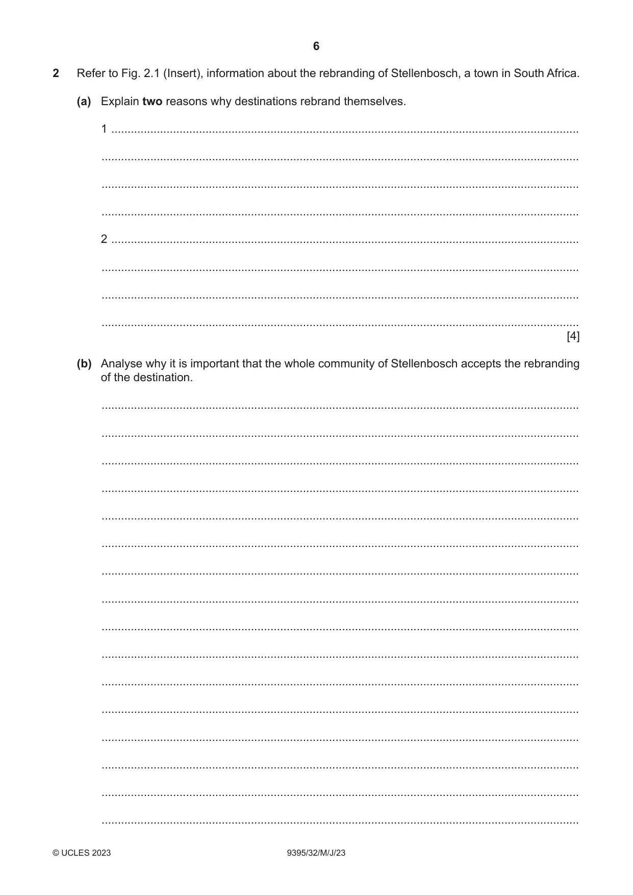 Cambridge A Level Travel and Tourism 9395 2023 May/June Paper 3 · Variant 2 question paper, page 6 of 12