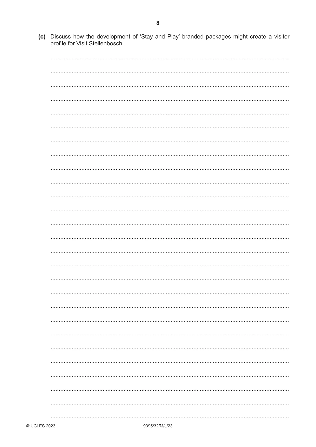 Cambridge A Level Travel and Tourism 9395 2023 May/June Paper 3 · Variant 2 question paper, page 8 of 12