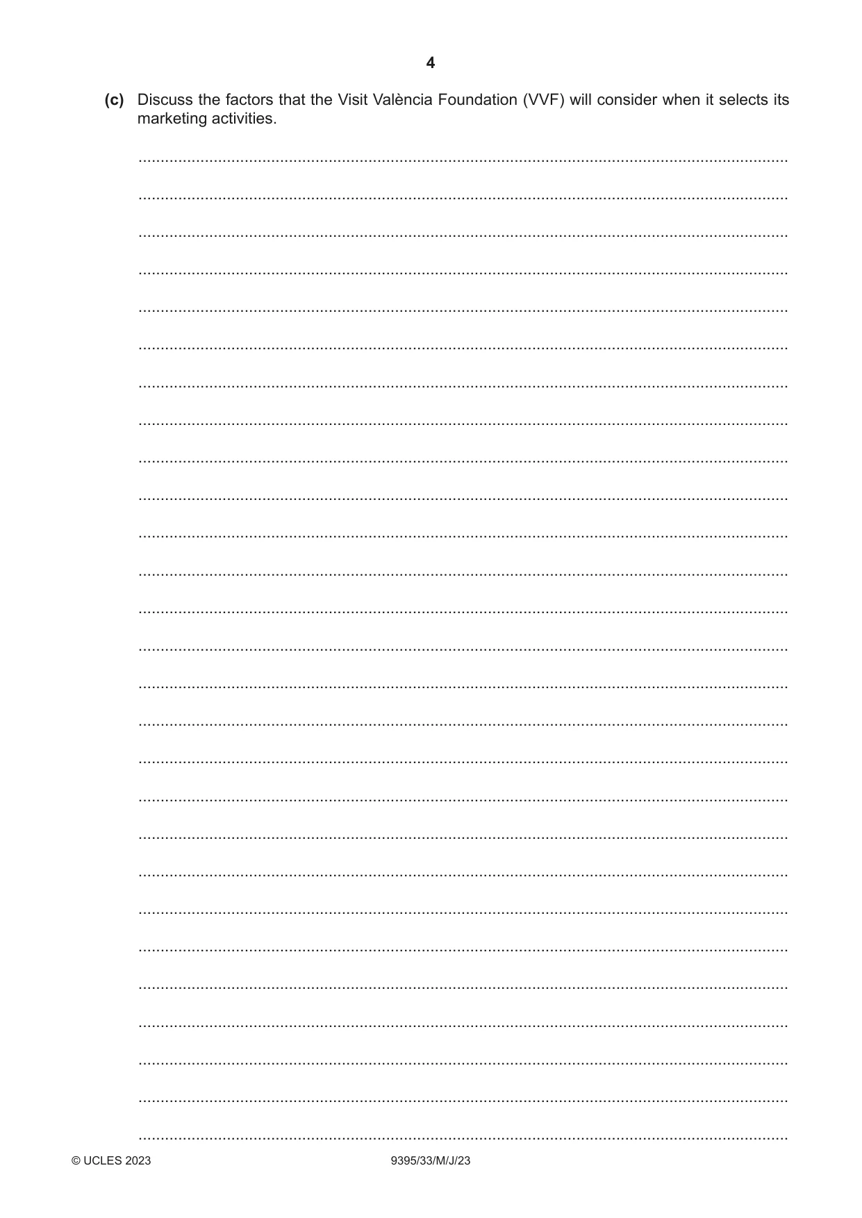 Cambridge A Level Travel and Tourism 9395 2023 May/June Paper 3 · Variant 3 question paper, page 4 of 12