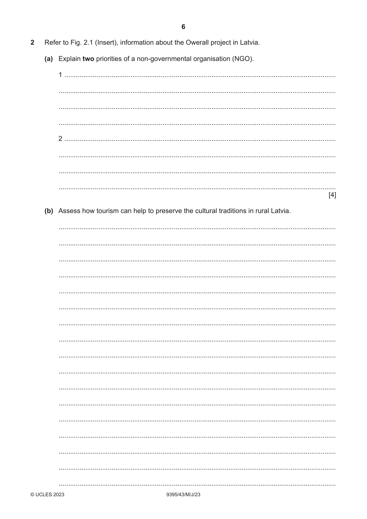 Cambridge A Level Travel and Tourism 9395 2023 May/June Paper 4 · Variant 3 question paper, page 6 of 12