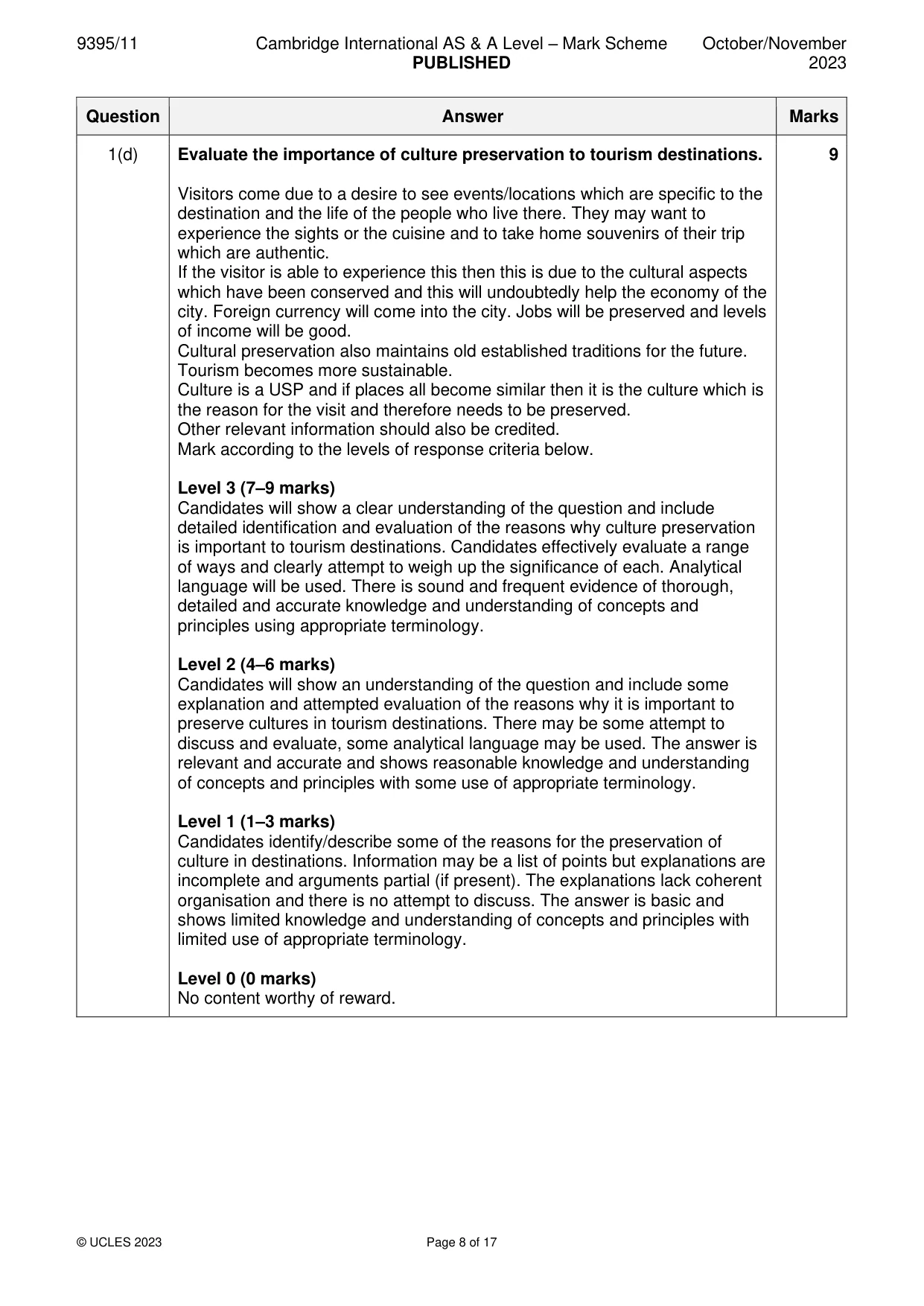 Mark scheme, page 8 of 17