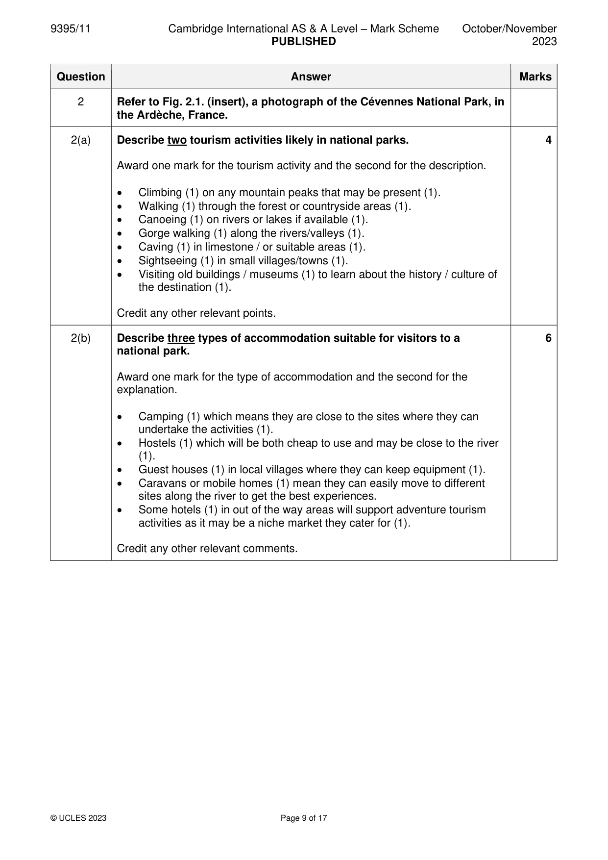 Mark scheme, page 9 of 17