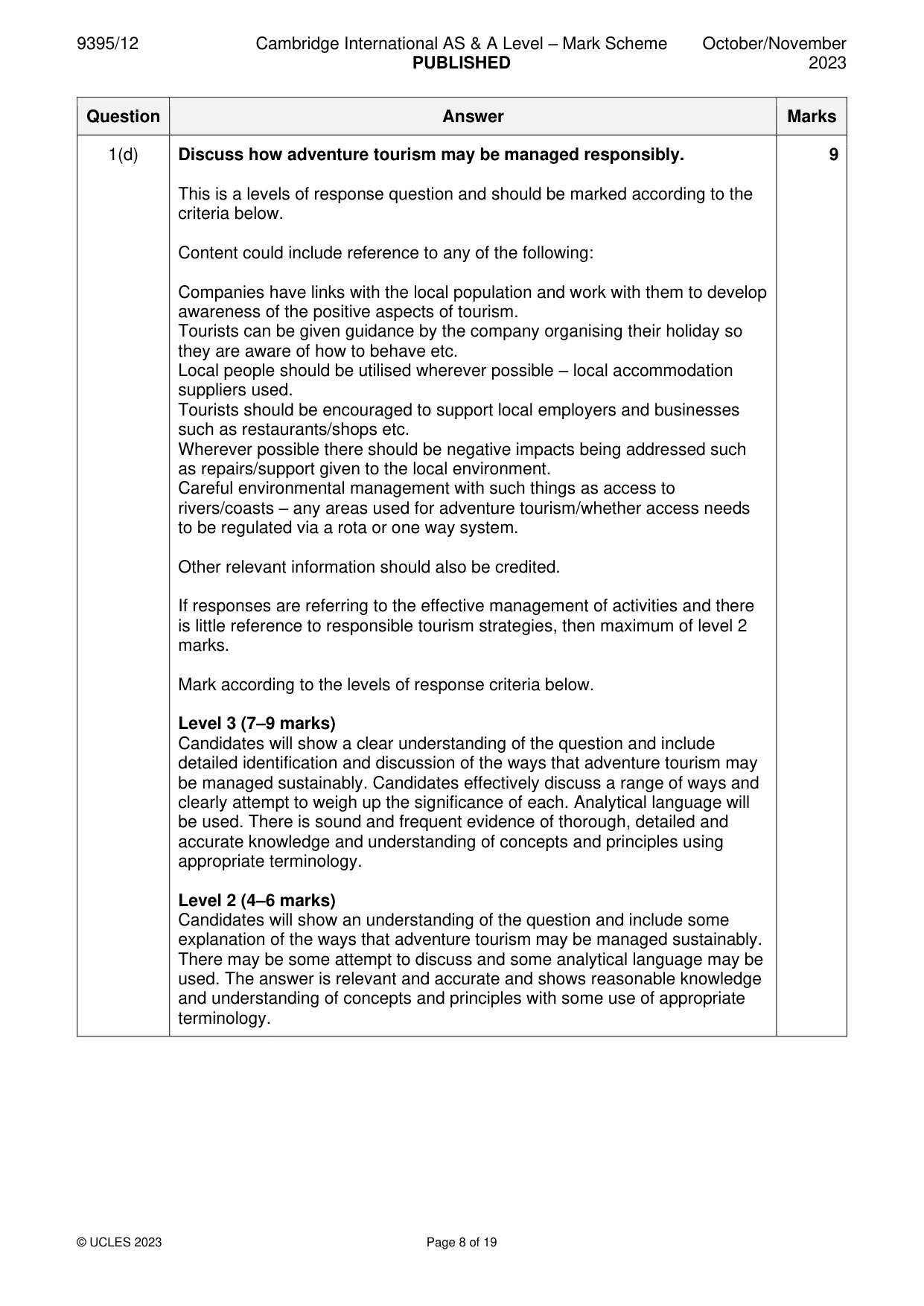 Mark scheme, page 8 of 19