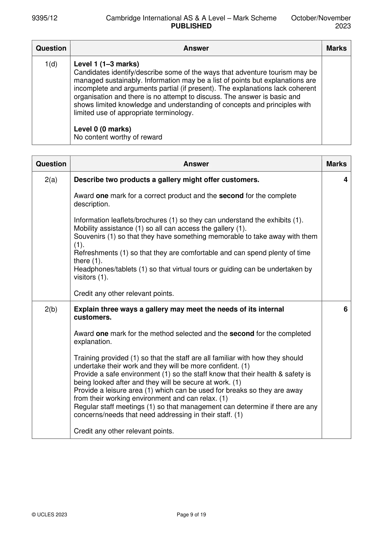 Mark scheme, page 9 of 19