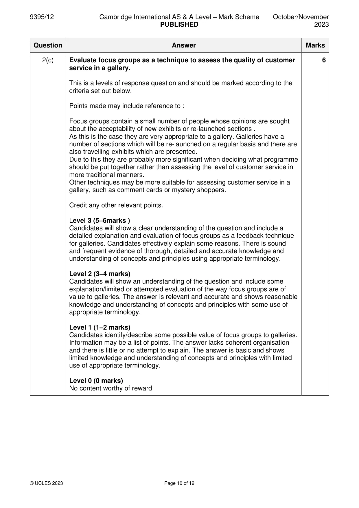 Mark scheme, page 10 of 19