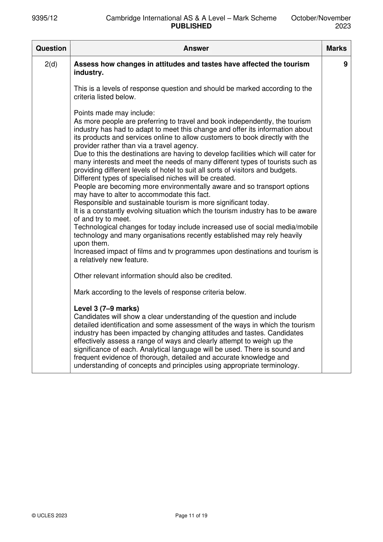 Mark scheme, page 11 of 19