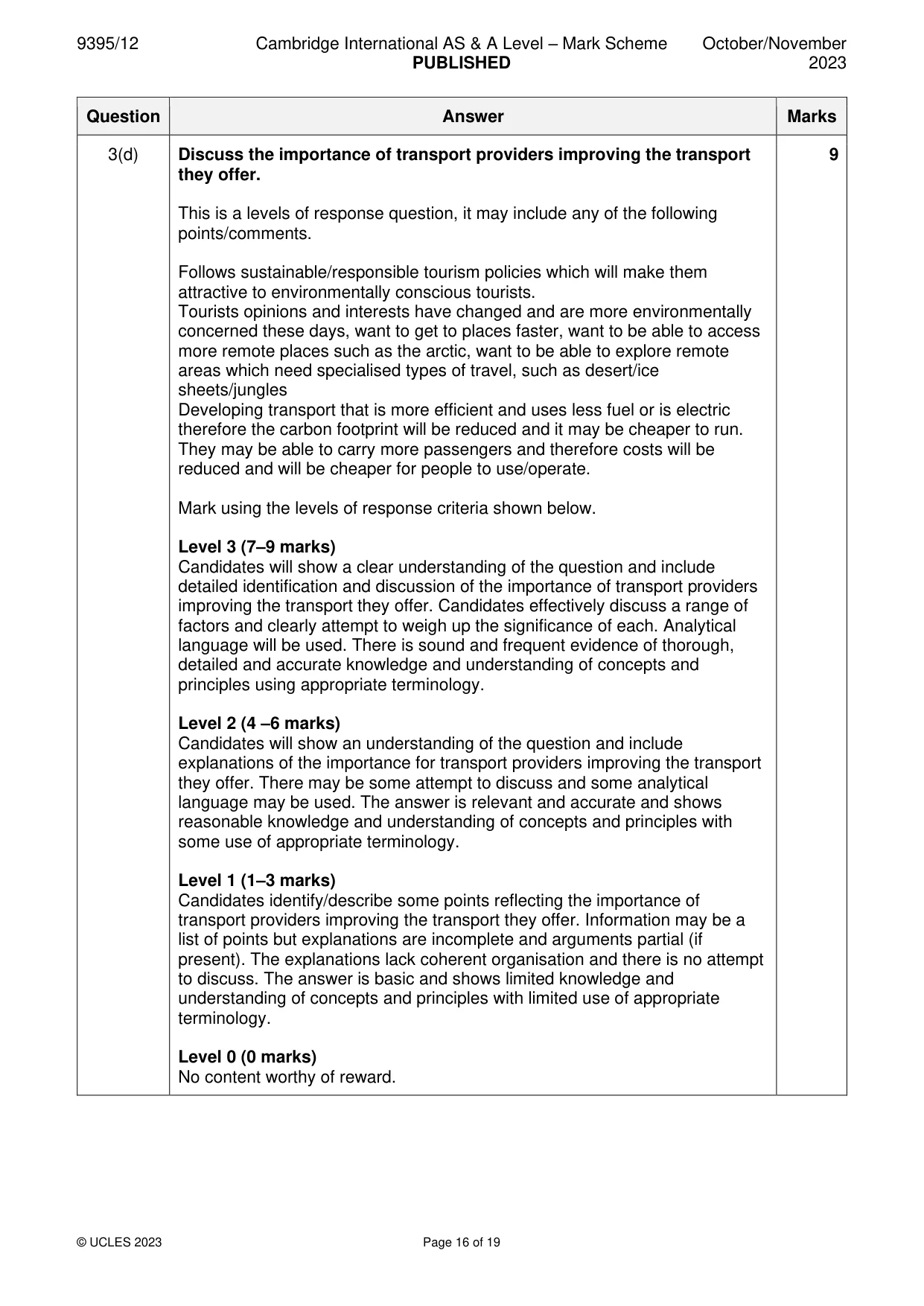 Mark scheme, page 16 of 19