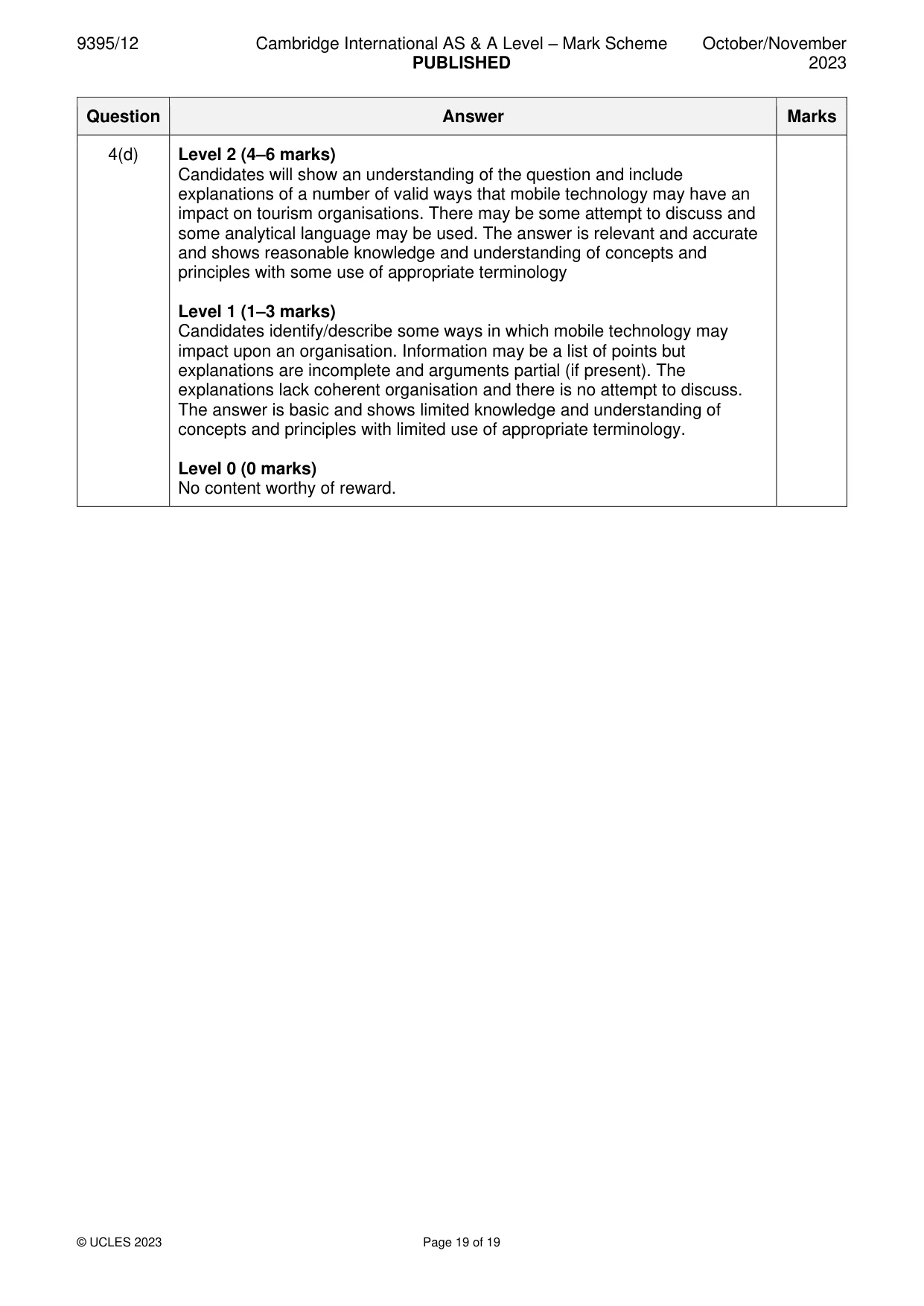 Mark scheme, page 19 of 19