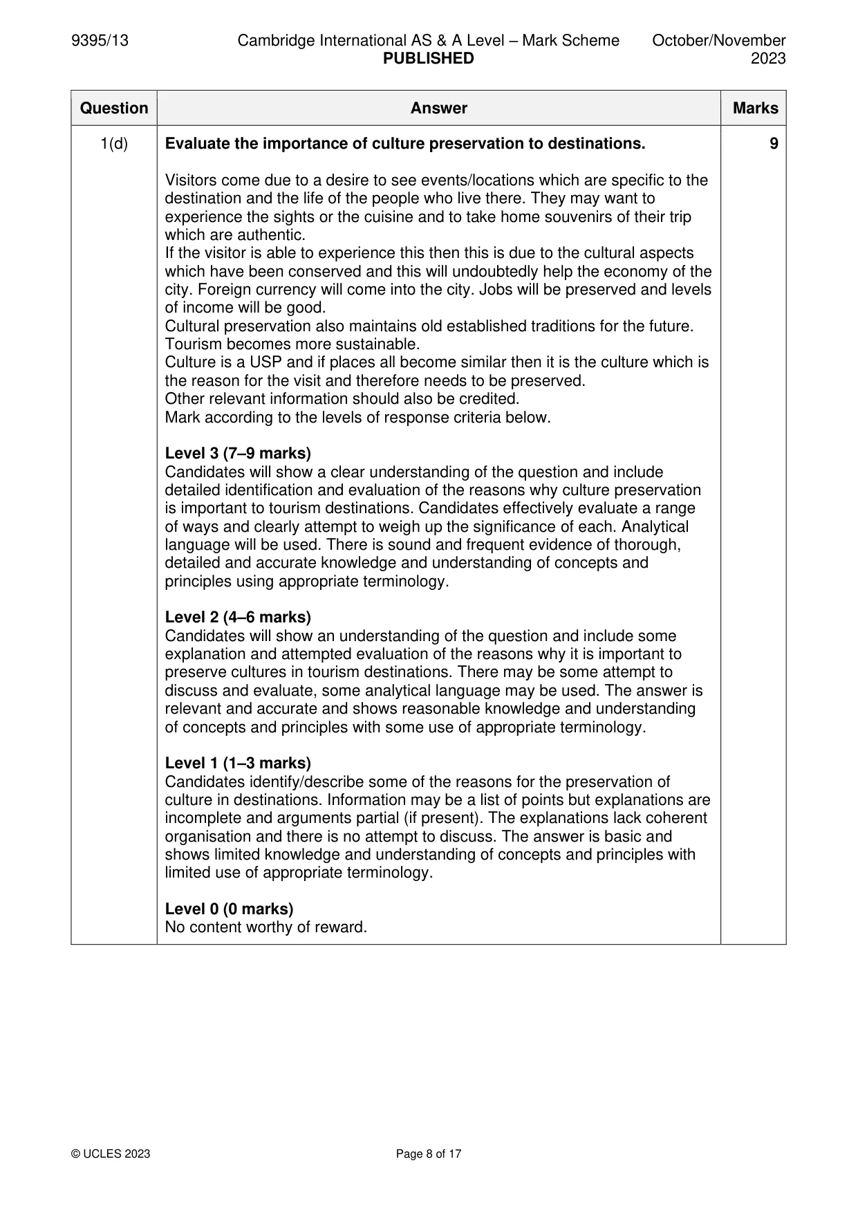 Mark scheme, page 8 of 17