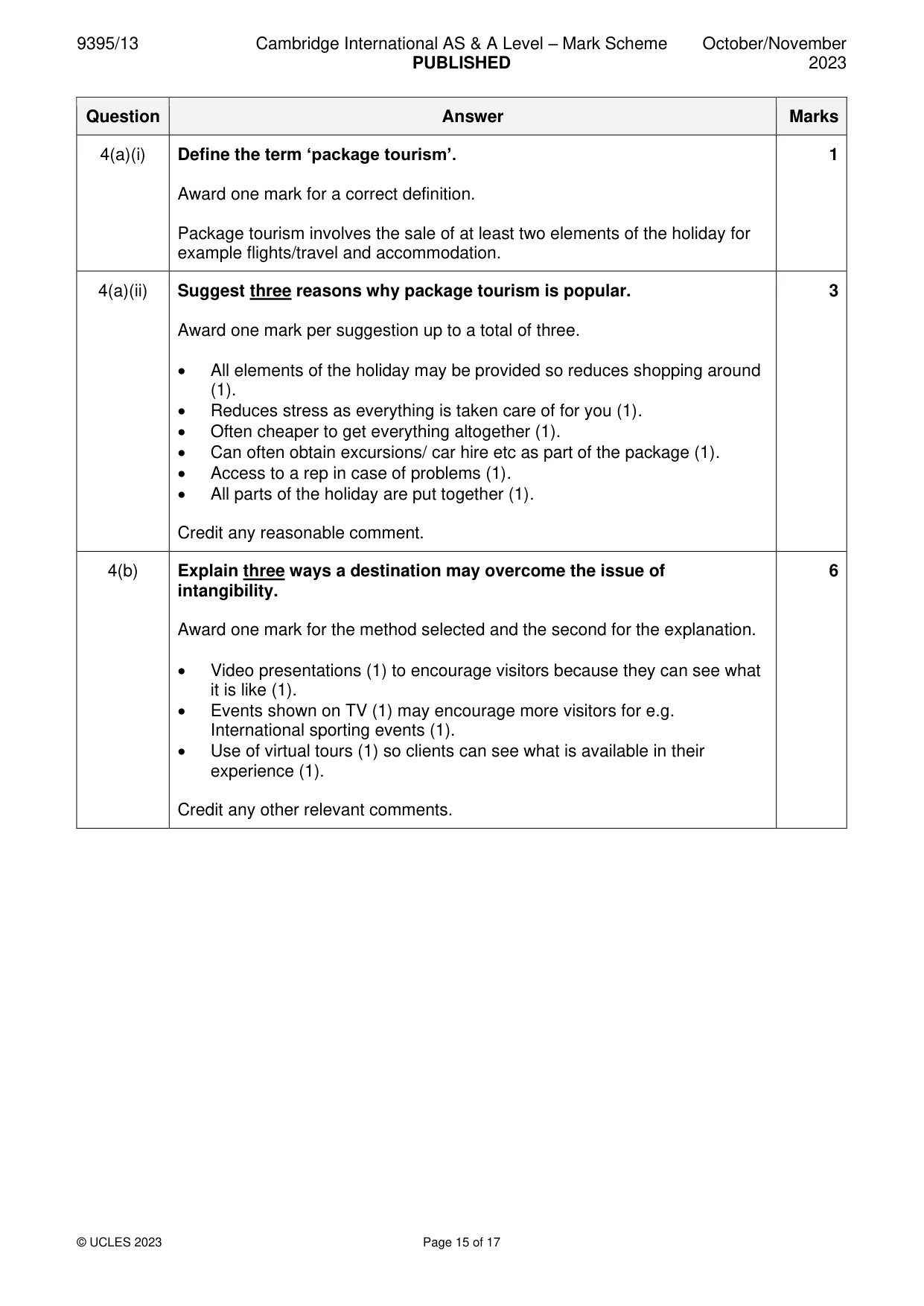 Mark scheme, page 15 of 17