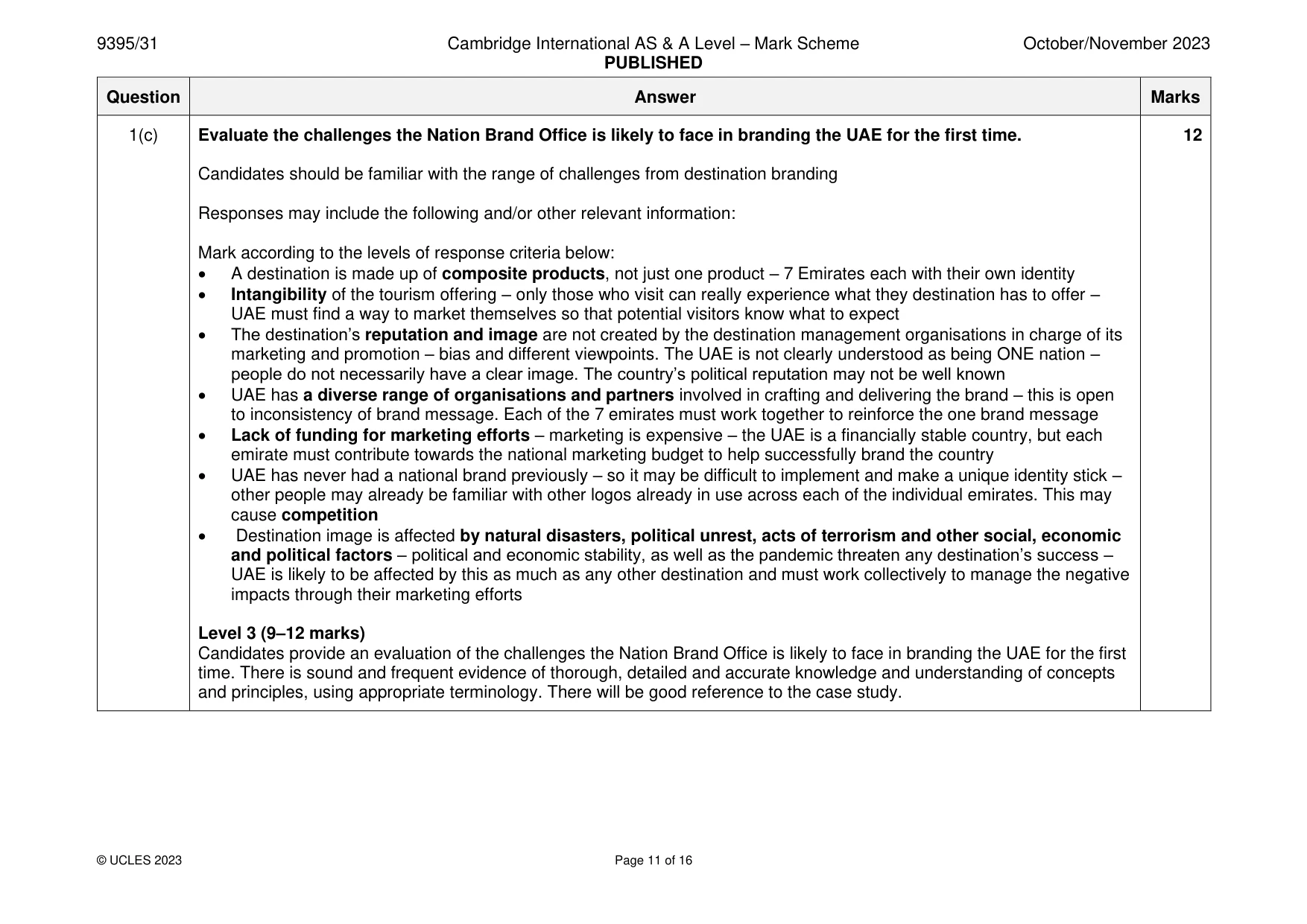 Mark scheme, page 11 of 16
