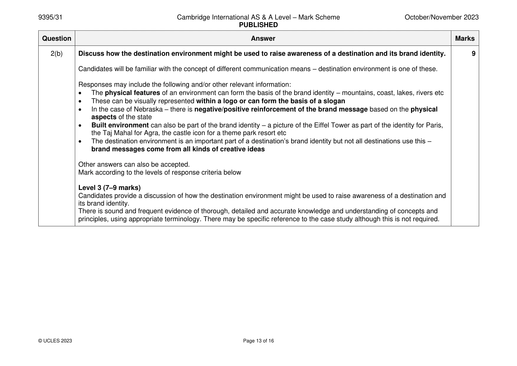 Mark scheme, page 13 of 16