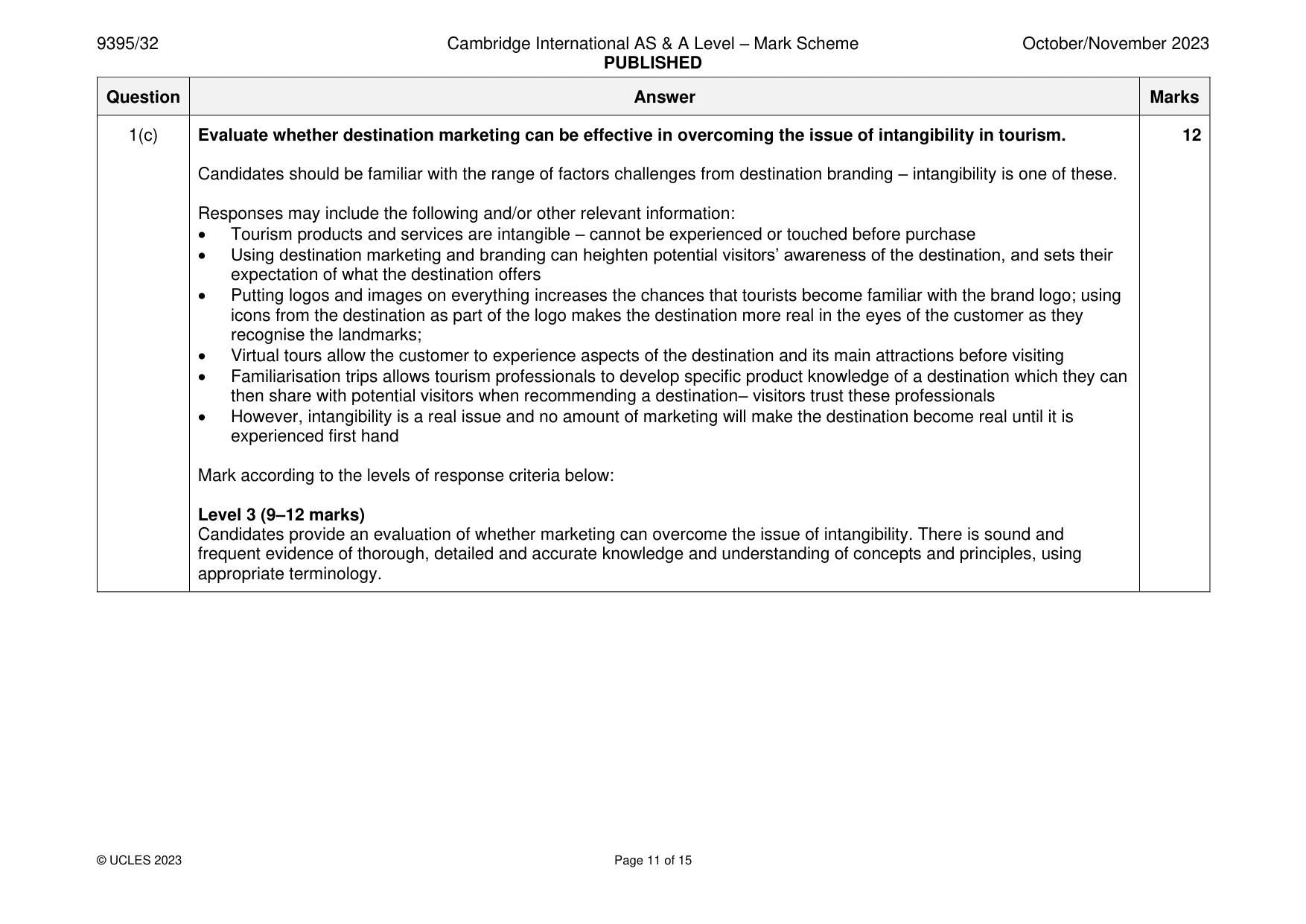 Mark scheme, page 11 of 15