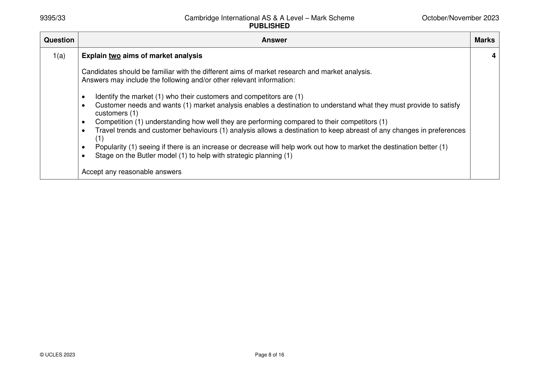 Mark scheme, page 8 of 16