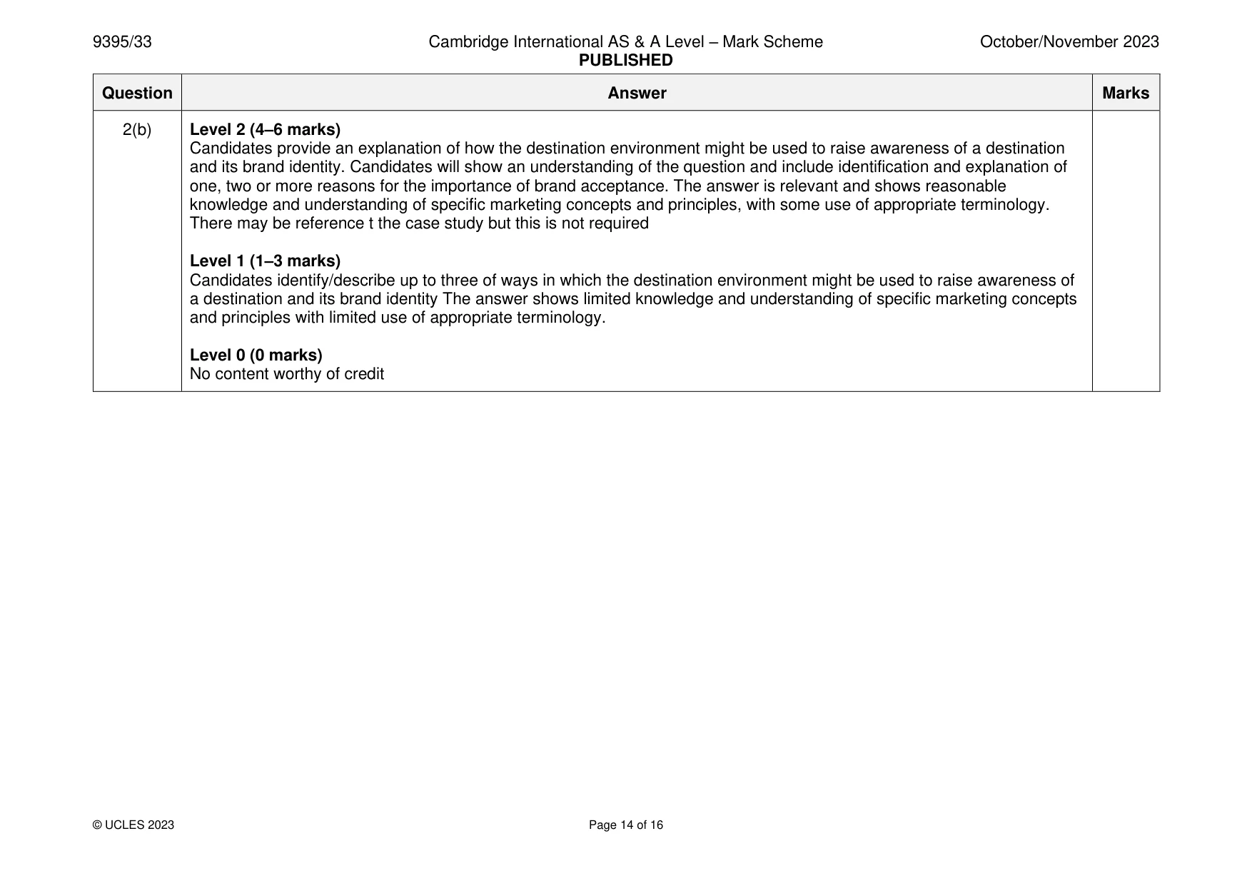 Mark scheme, page 14 of 16