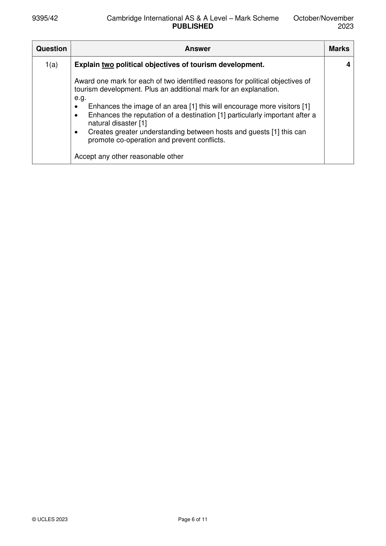 Mark scheme, page 6 of 11