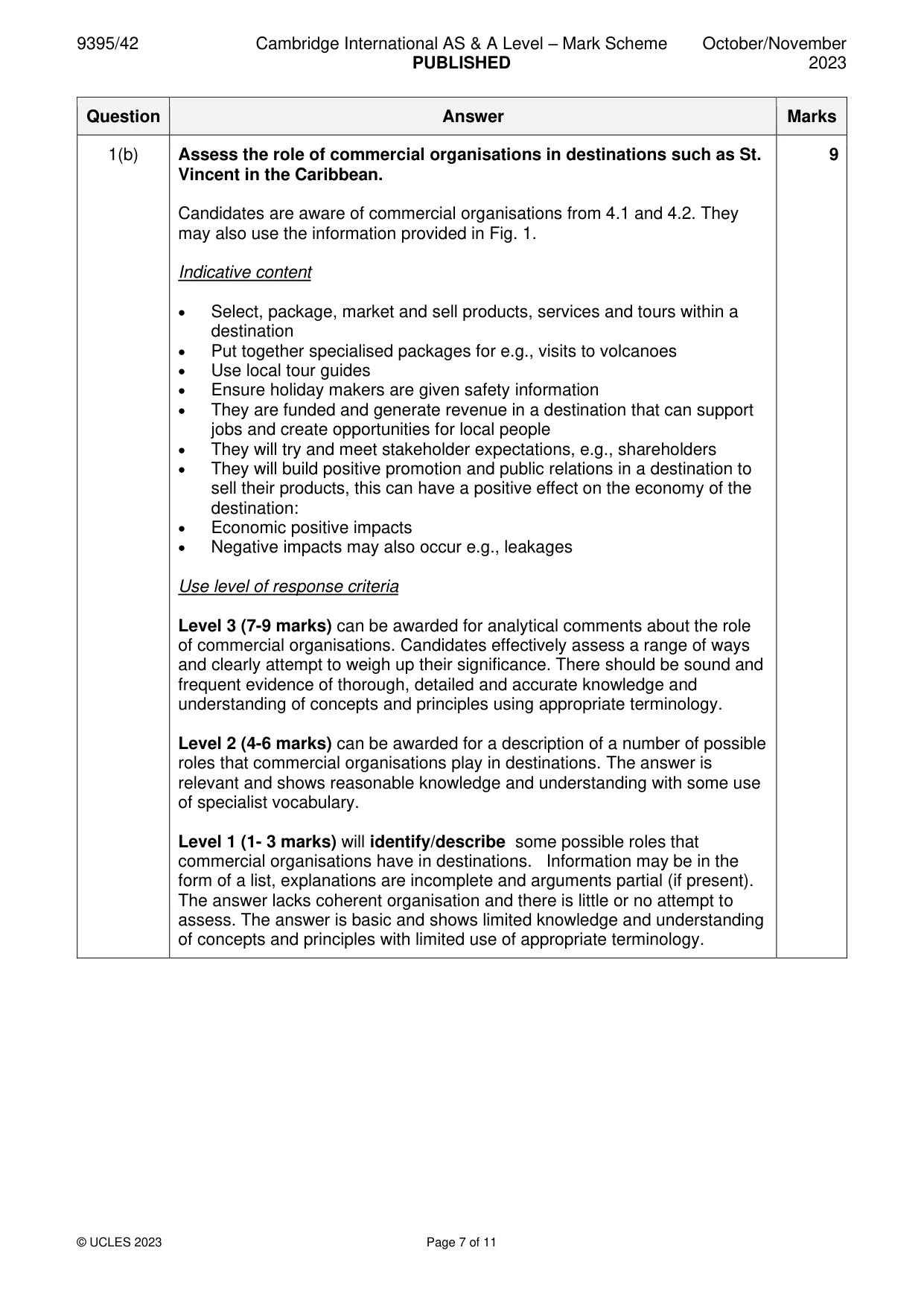 Mark scheme, page 7 of 11