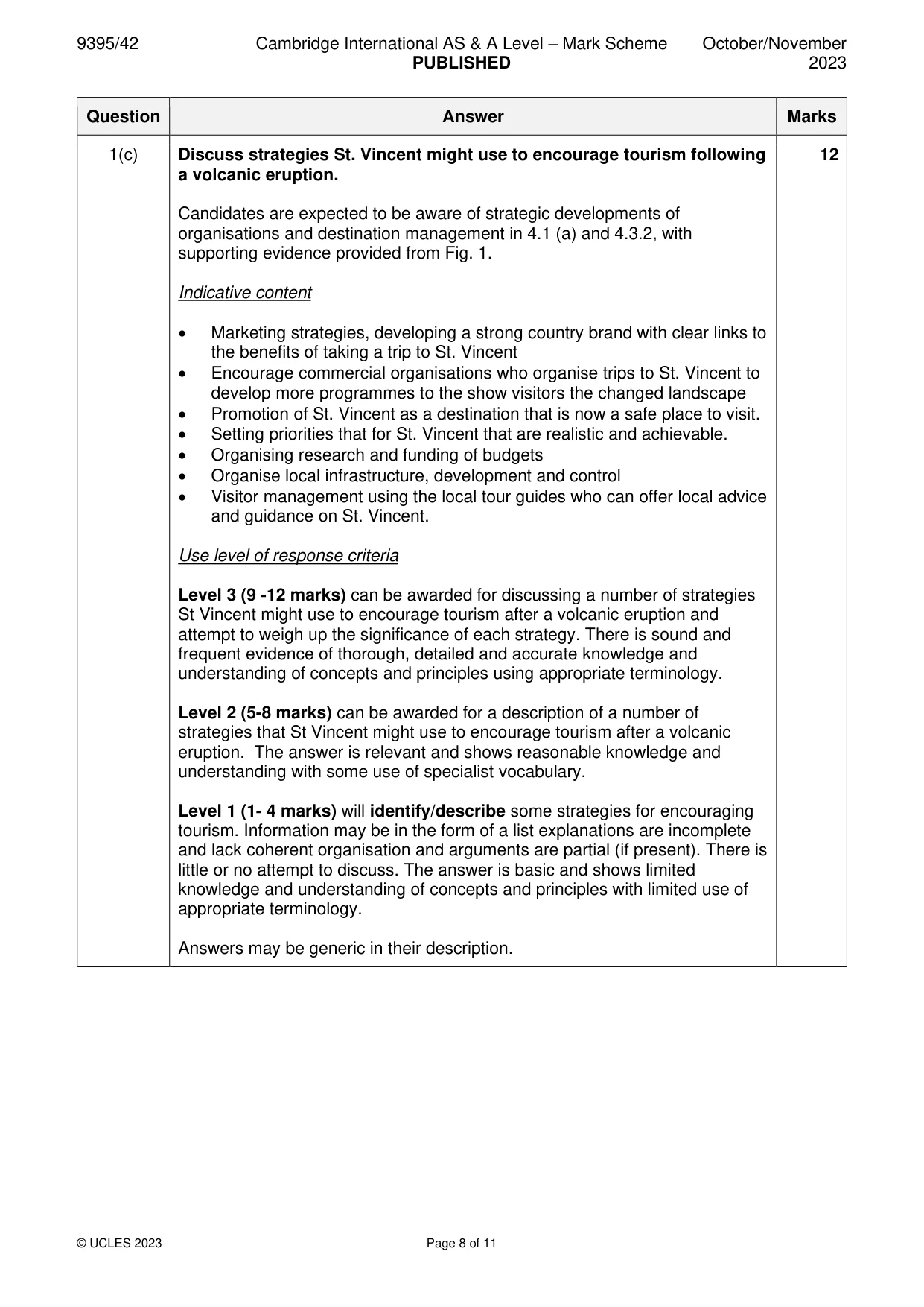 Mark scheme, page 8 of 11