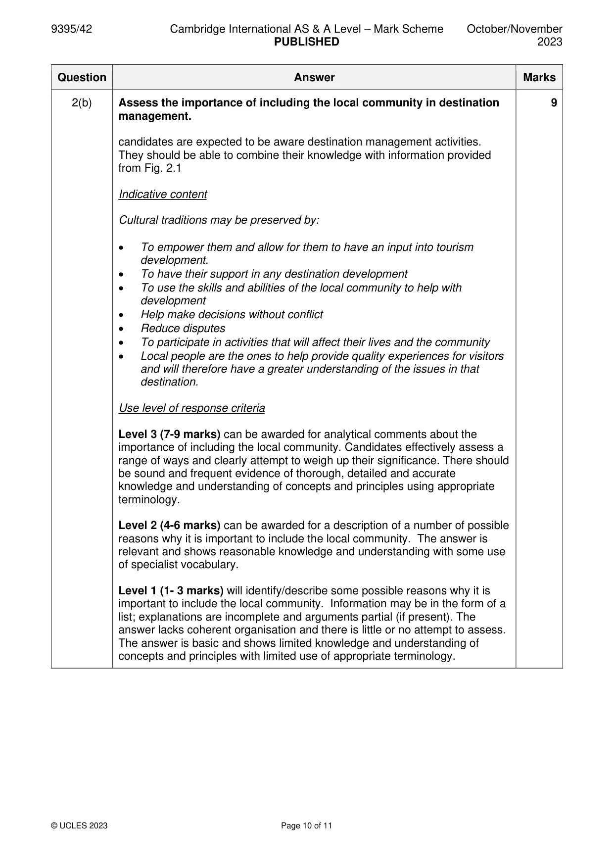 Mark scheme, page 10 of 11