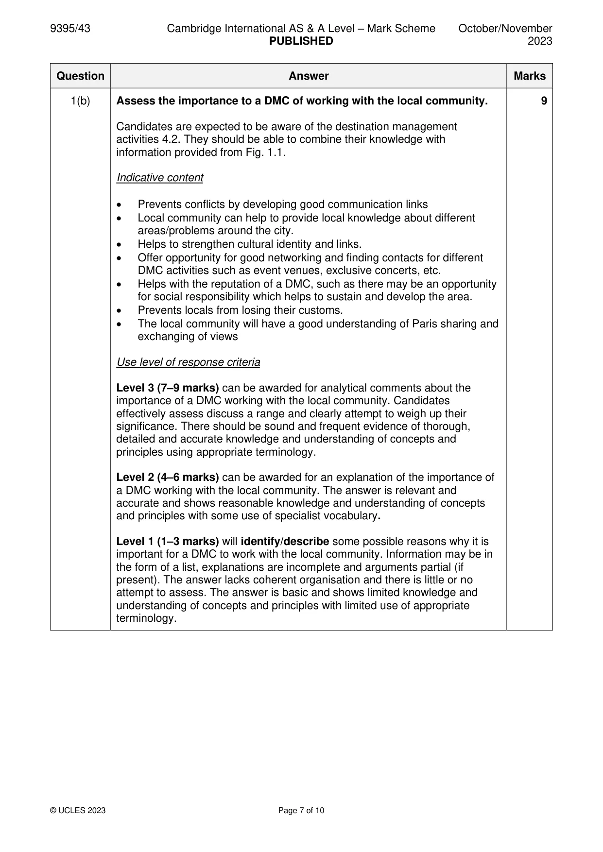 Mark scheme, page 7 of 10