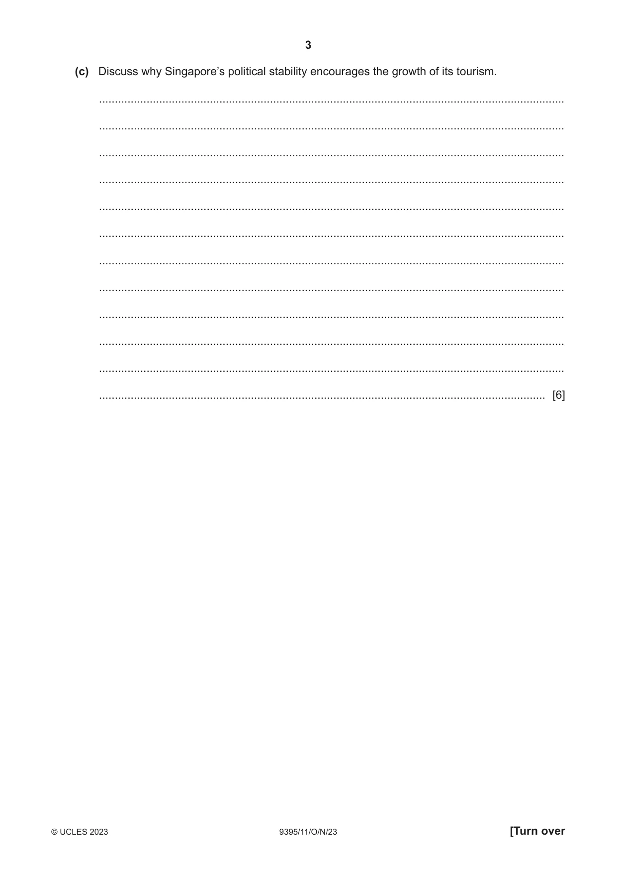 Cambridge A Level Travel and Tourism 9395 2023 Oct/Nov Paper 1 · Variant 1 question paper, page 3 of 16