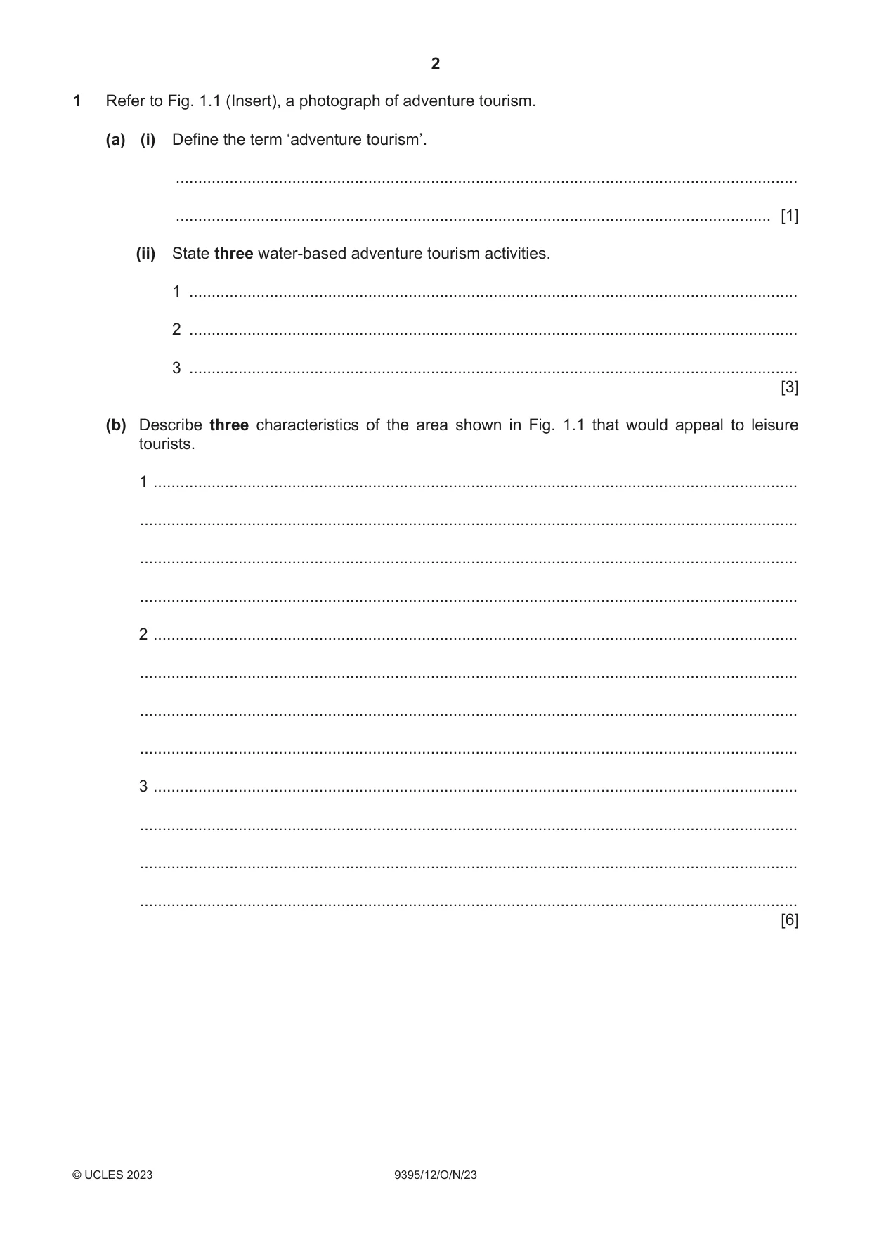Cambridge A Level Travel and Tourism 9395 2023 Oct/Nov Paper 1 · Variant 2 question paper, page 2 of 16