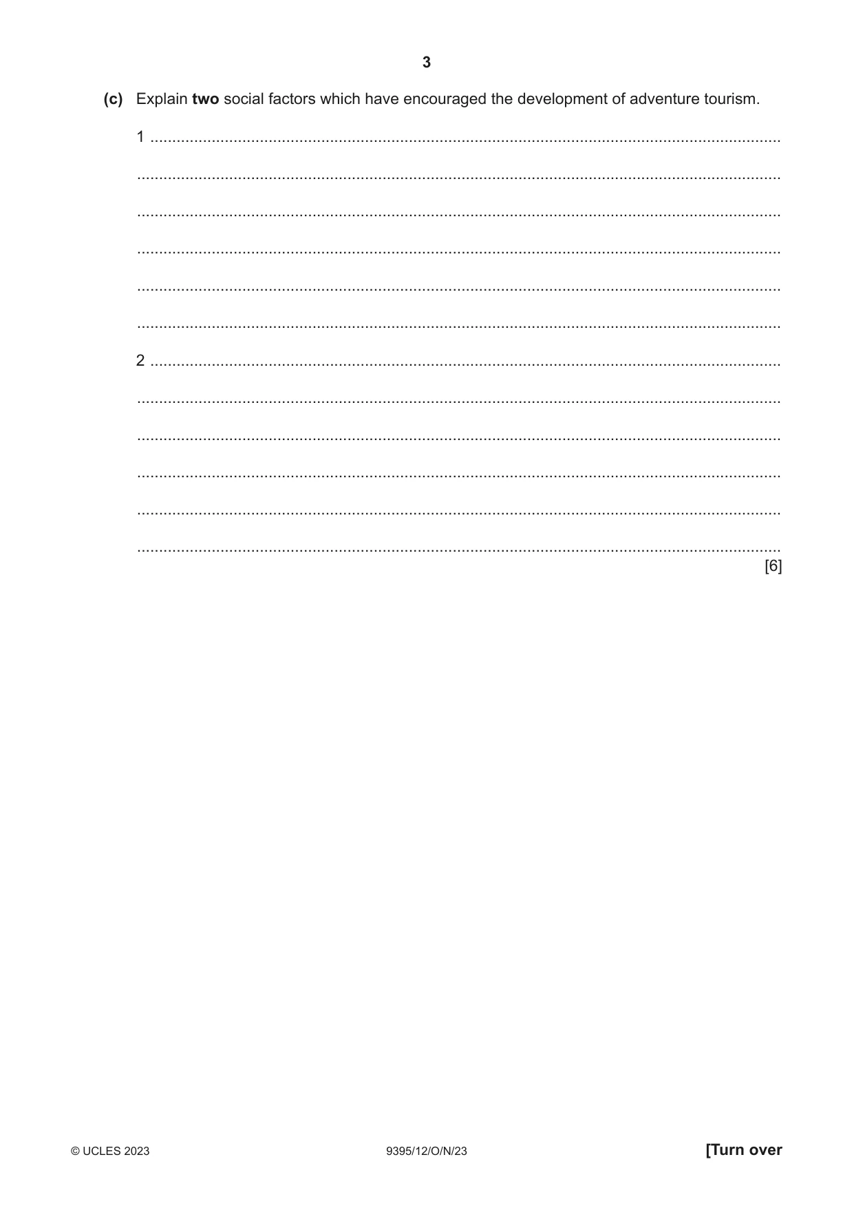 Cambridge A Level Travel and Tourism 9395 2023 Oct/Nov Paper 1 · Variant 2 question paper, page 3 of 16