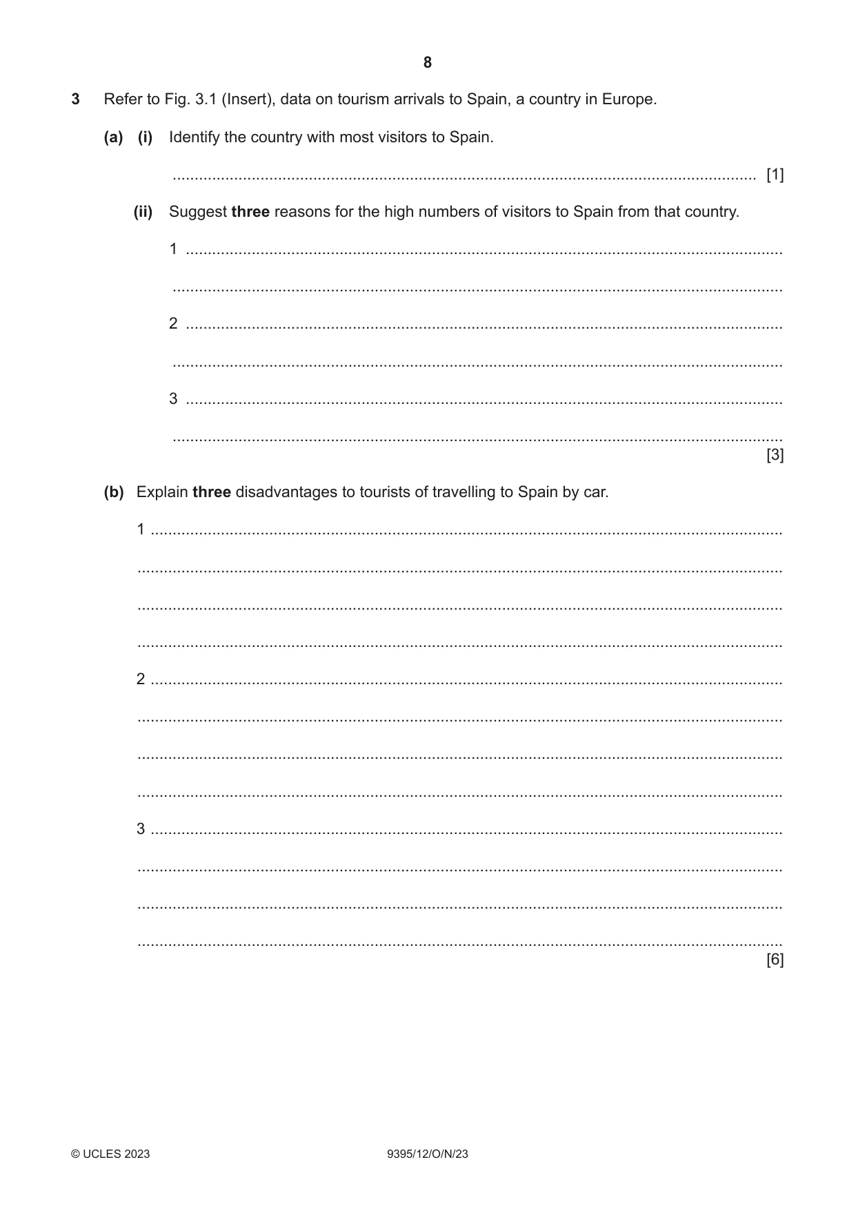 Cambridge A Level Travel and Tourism 9395 2023 Oct/Nov Paper 1 · Variant 2 question paper, page 8 of 16
