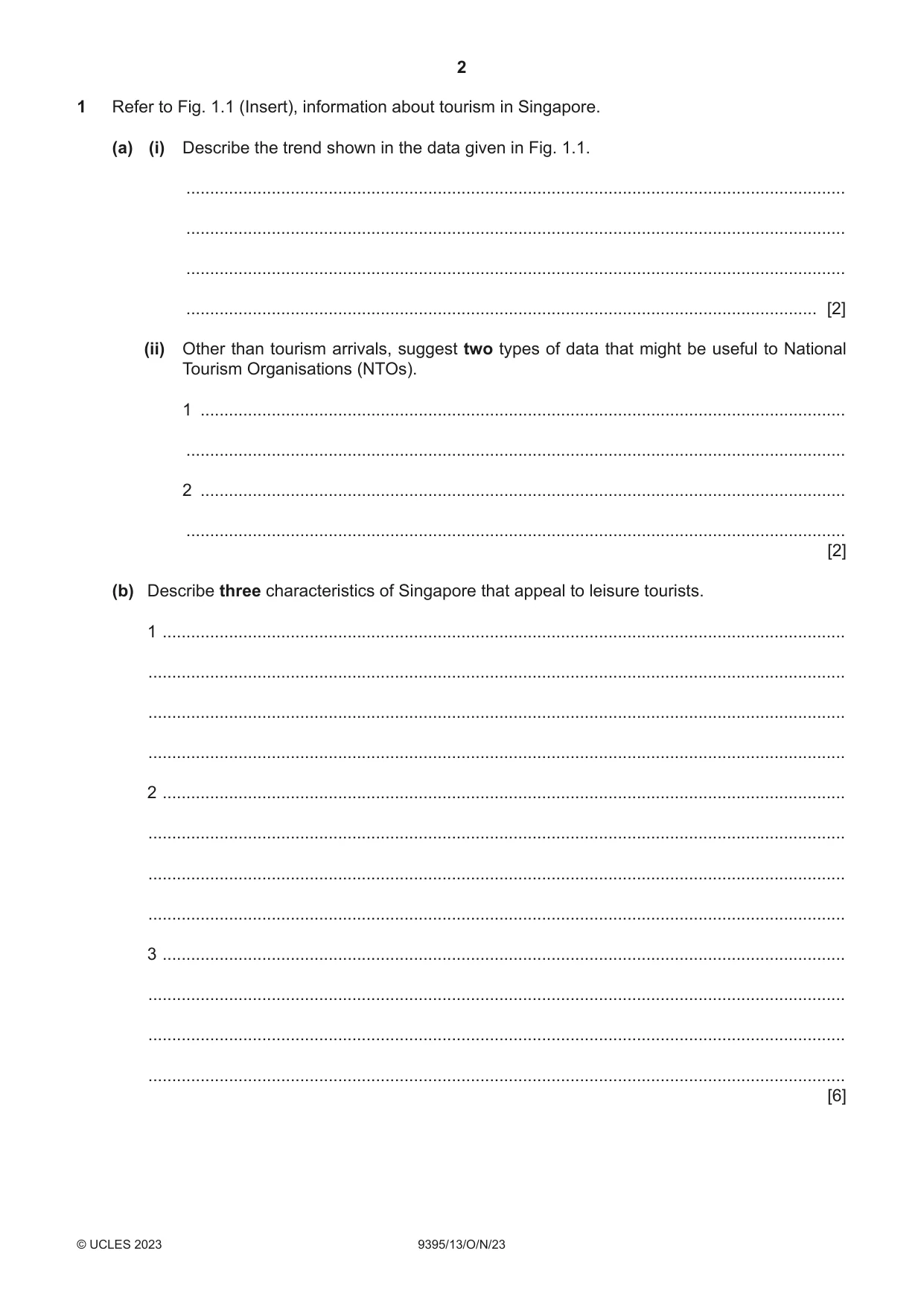 Cambridge A Level Travel and Tourism 9395 2023 Oct/Nov Paper 1 · Variant 3 question paper, page 2 of 16