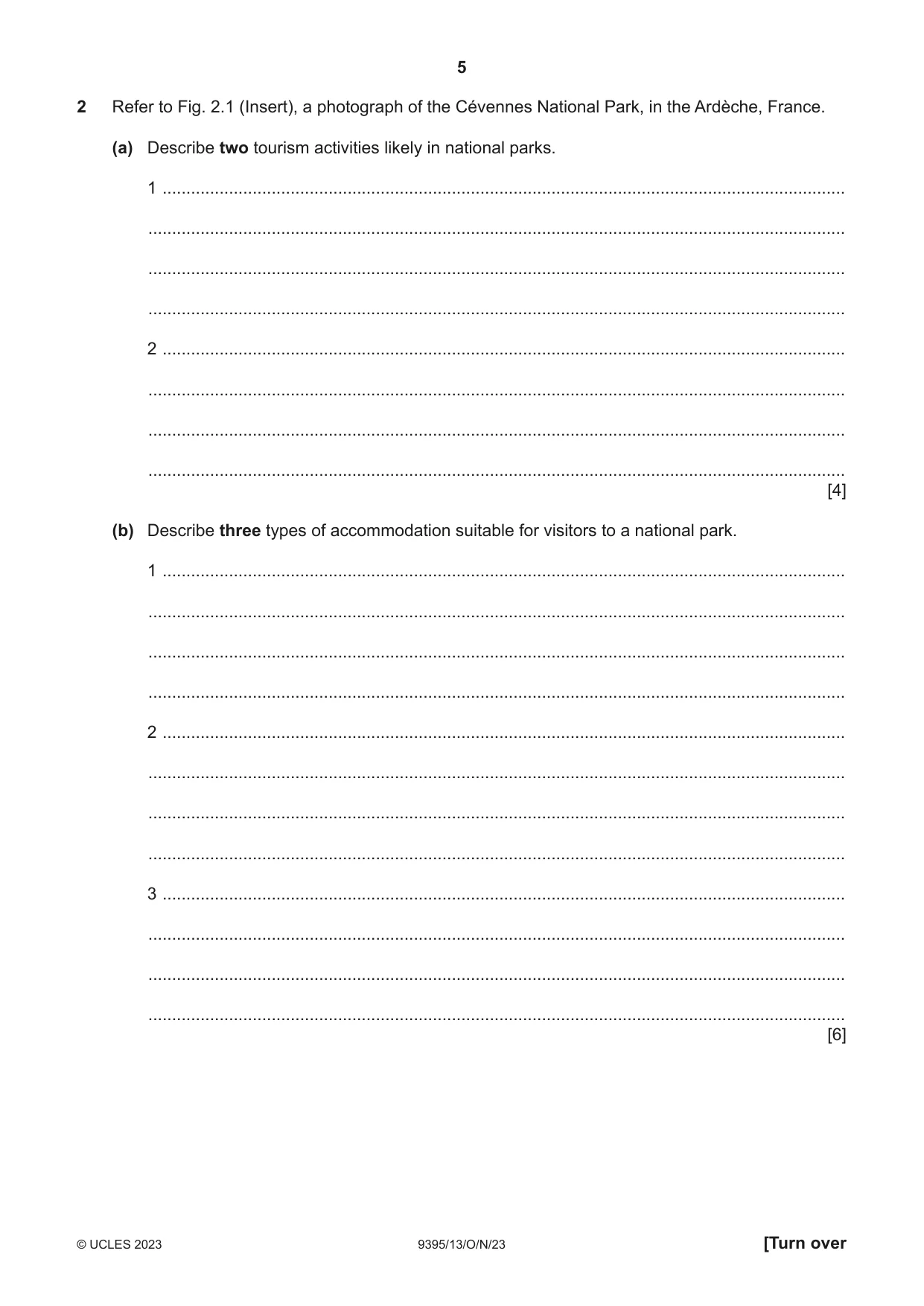 Cambridge A Level Travel and Tourism 9395 2023 Oct/Nov Paper 1 · Variant 3 question paper, page 5 of 16