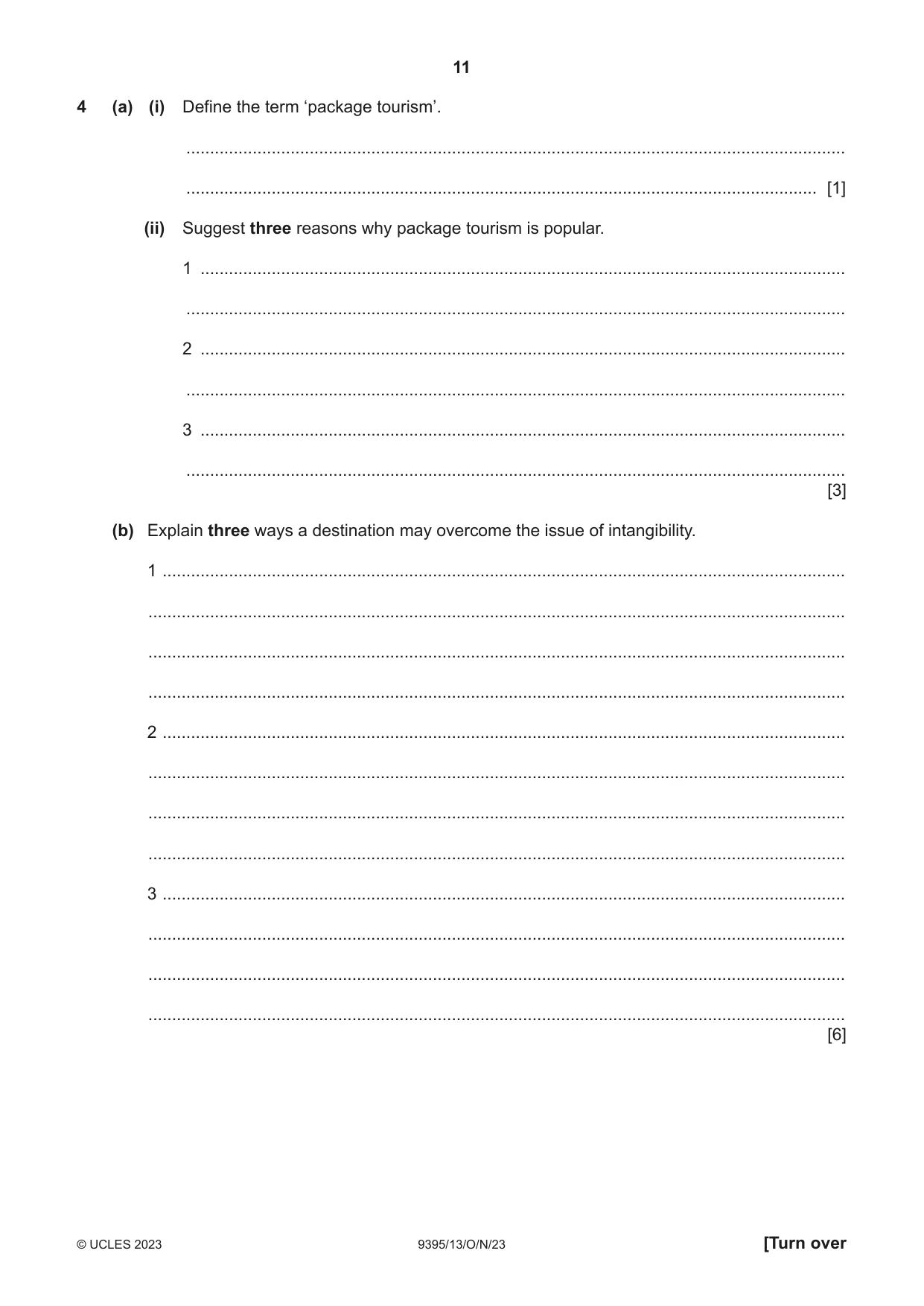 Cambridge A Level Travel and Tourism 9395 2023 Oct/Nov Paper 1 · Variant 3 question paper, page 11 of 16