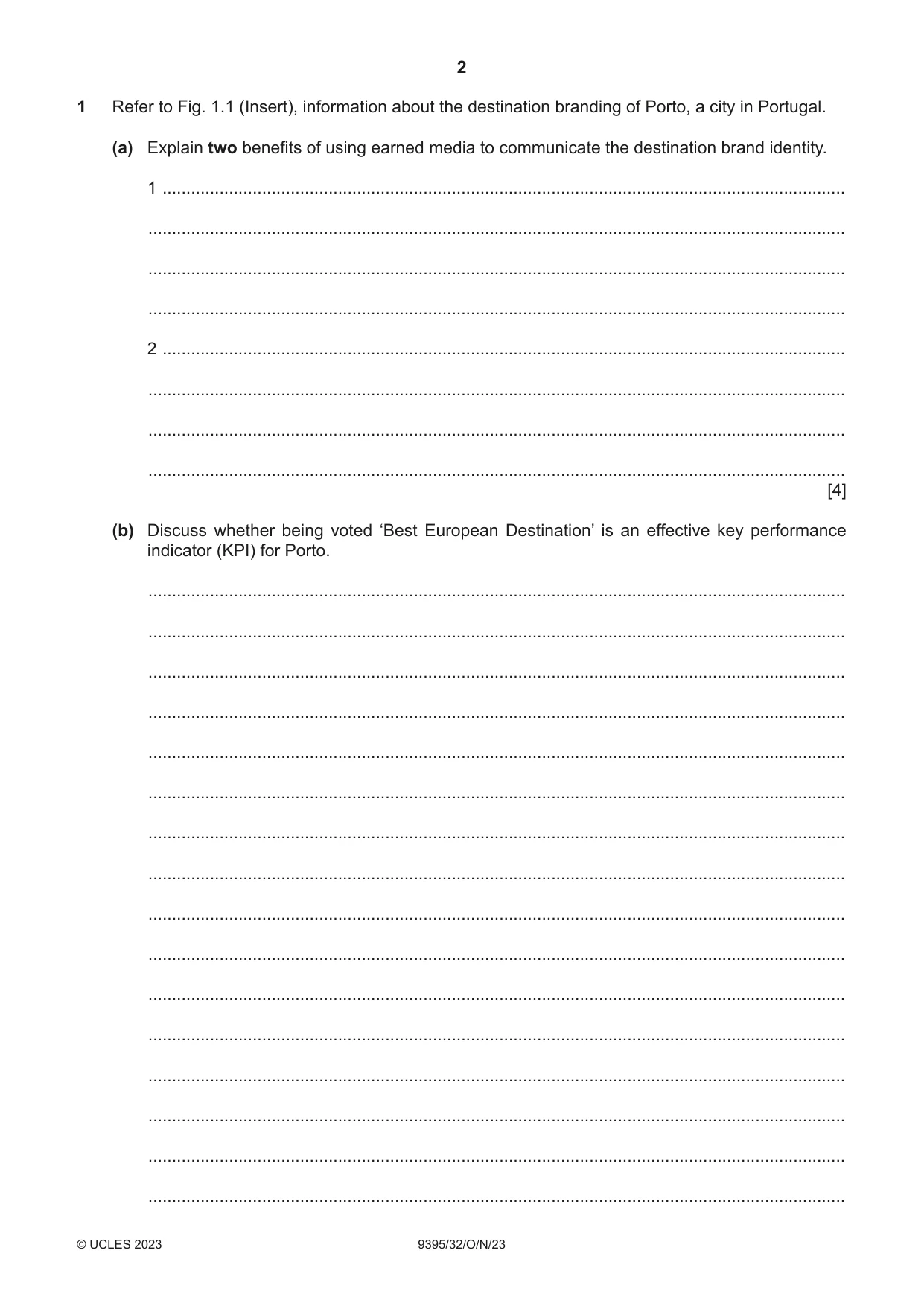 Cambridge A Level Travel and Tourism 9395 2023 Oct/Nov Paper 3 · Variant 2 question paper, page 2 of 12