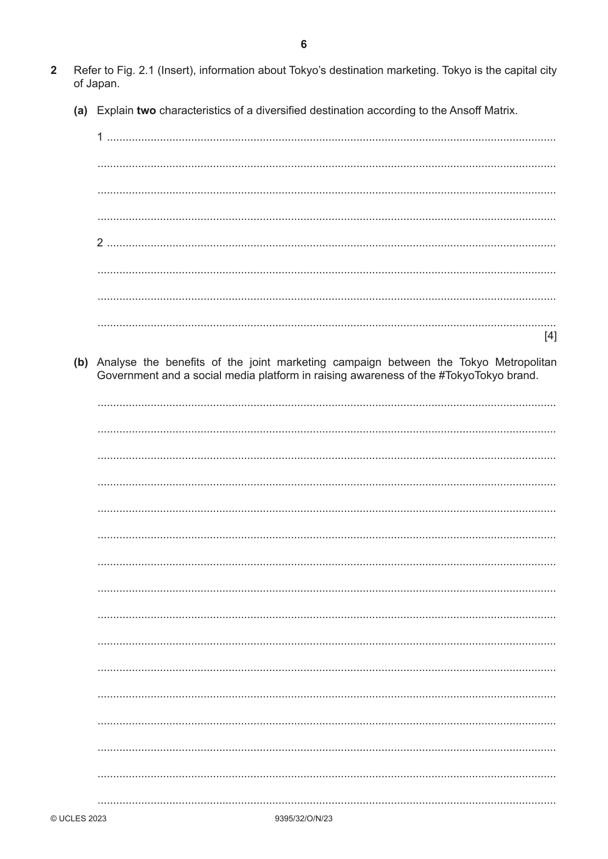 Cambridge A Level Travel and Tourism 9395 2023 Oct/Nov Paper 3 · Variant 2 question paper, page 6 of 12