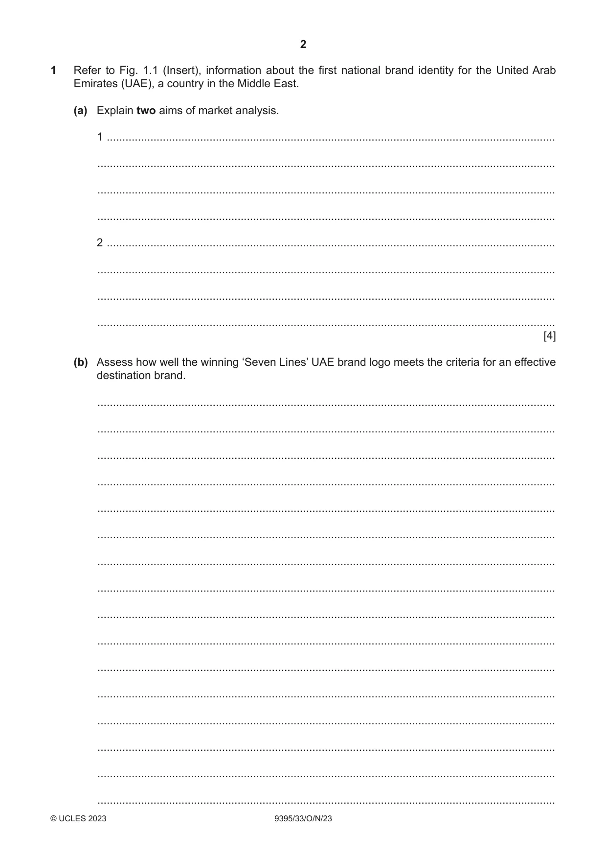 Cambridge A Level Travel and Tourism 9395 2023 Oct/Nov Paper 3 · Variant 3 question paper, page 2 of 12